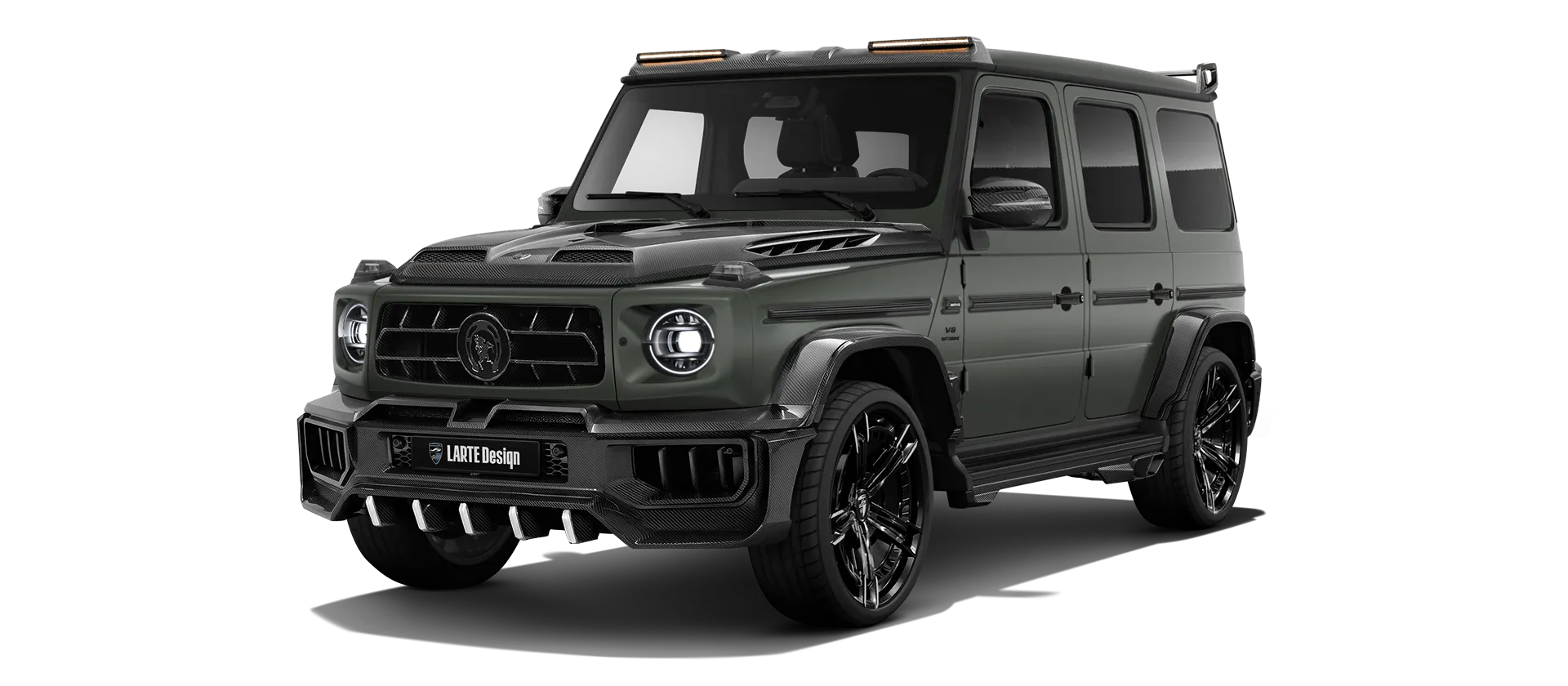 MERCEDES G 63 W463A FACELIFT 2024 - 2026 WIDEBODY в цвете Olive Magno с карбоновым обвесом