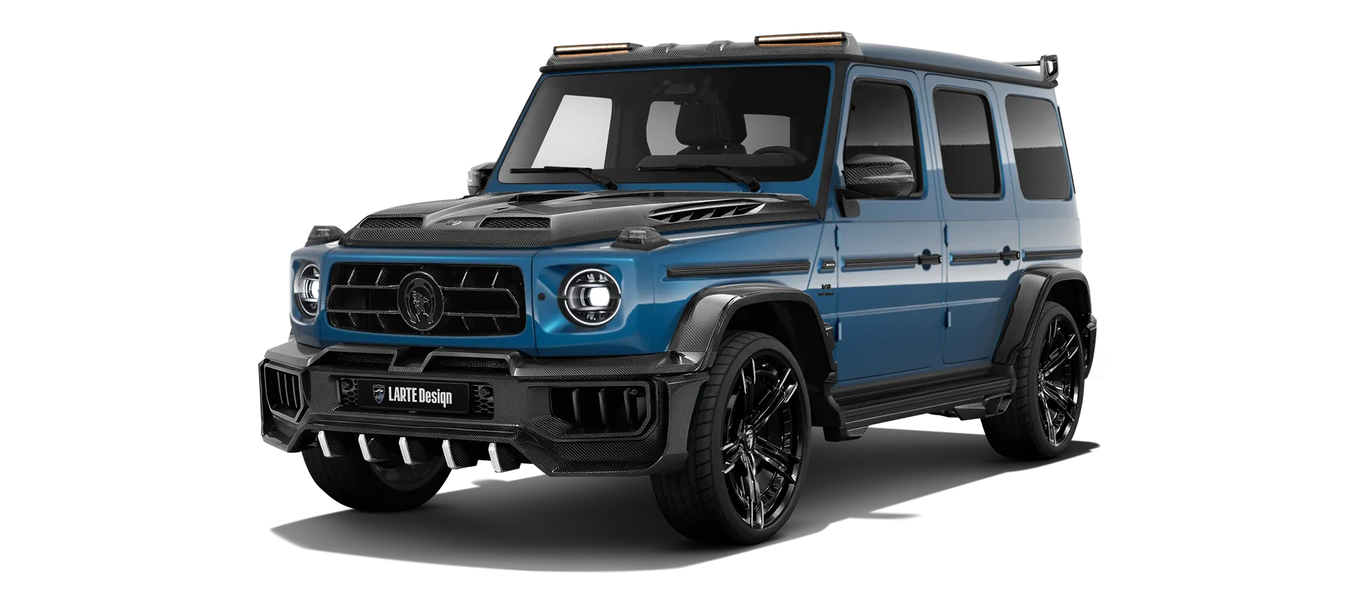 MERCEDES G 63 W463A FACELIFT 2024 - 2026 WIDEBODY в цвете South Sea Blue с карбоновым обвесом