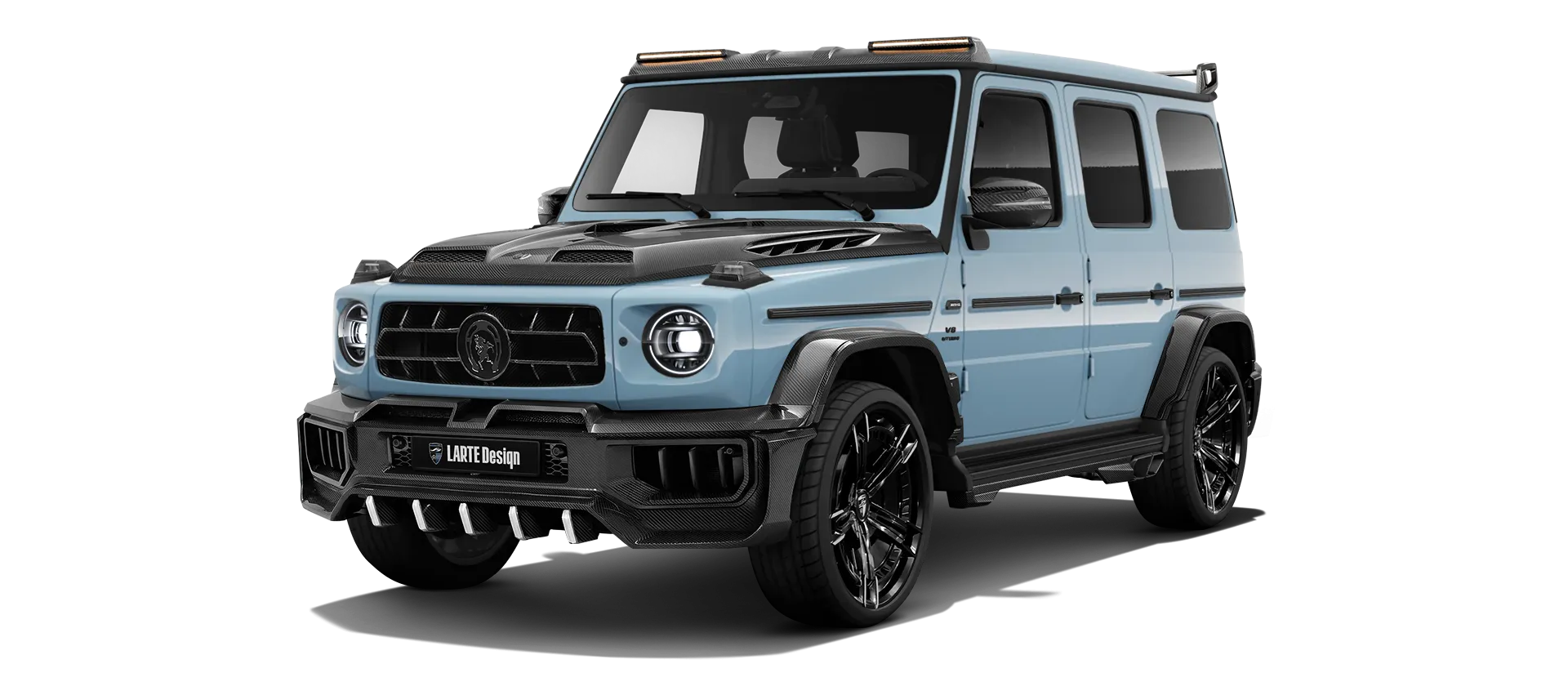 MERCEDES G 63 W463A FACELIFT 2024 - 2026 WIDEBODY в цвете Vintage Blue с карбоновым обвесом