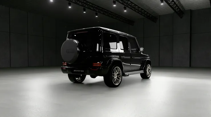 Задний профиль под углом MERCEDES G 63 W463A FACELIFT 2024 - 2026 WIDEBODY с кастомным тюнингом