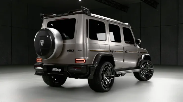 Задний профиль под углом MERCEDES G 63 W463A FACELIFT 2024 - 2026 WIDEBODY с кастомным тюнингом