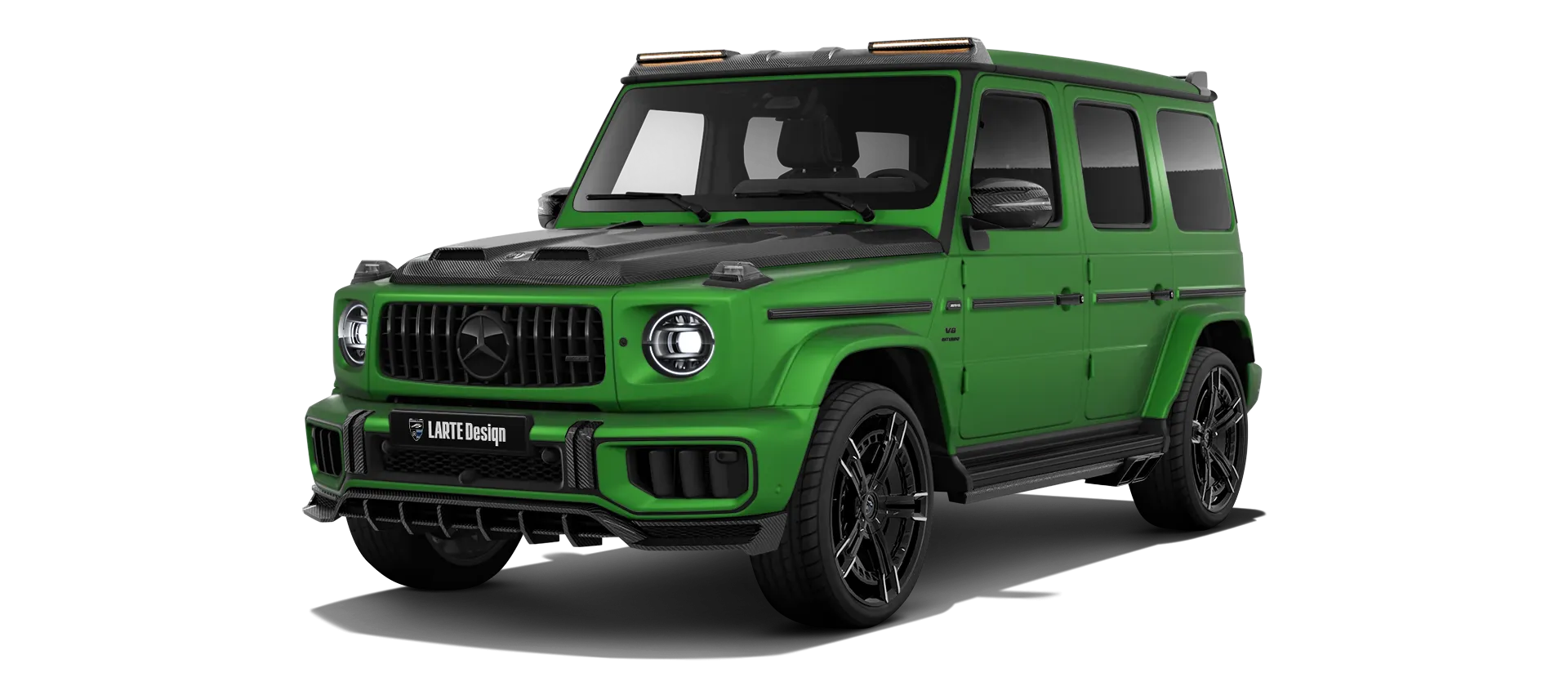 MERCEDES G 63 W463 FACELIFT 2024 - 2026 в цвете Green Hell Magno с карбоновым обвесом