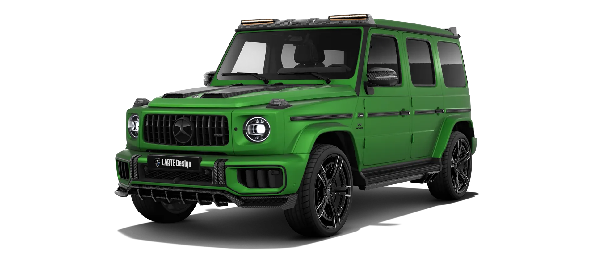 MERCEDES G 63 W463 FACELIFT 2024 - 2026 в цвете Green Hell Magno с кастомным обвесом