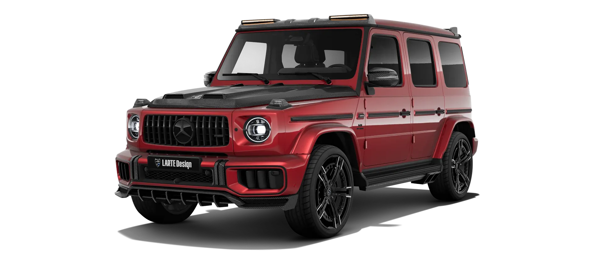 MERCEDES G 63 W463 FACELIFT 2024 - 2026 в цвете Hyacinthe Red с карбоновым обвесом