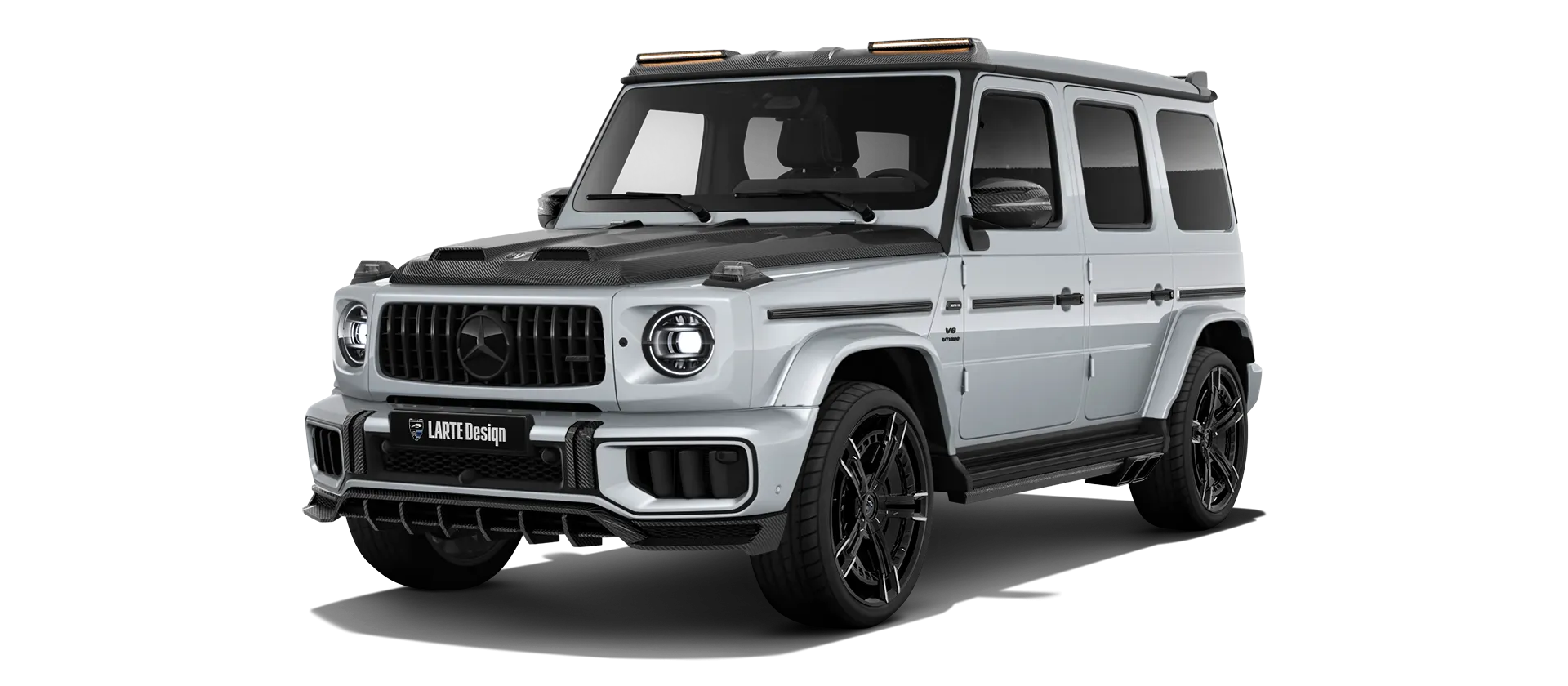 MERCEDES G 63 W463 FACELIFT 2024 - 2026 в цвете Iridium Silver с карбоновым обвесом