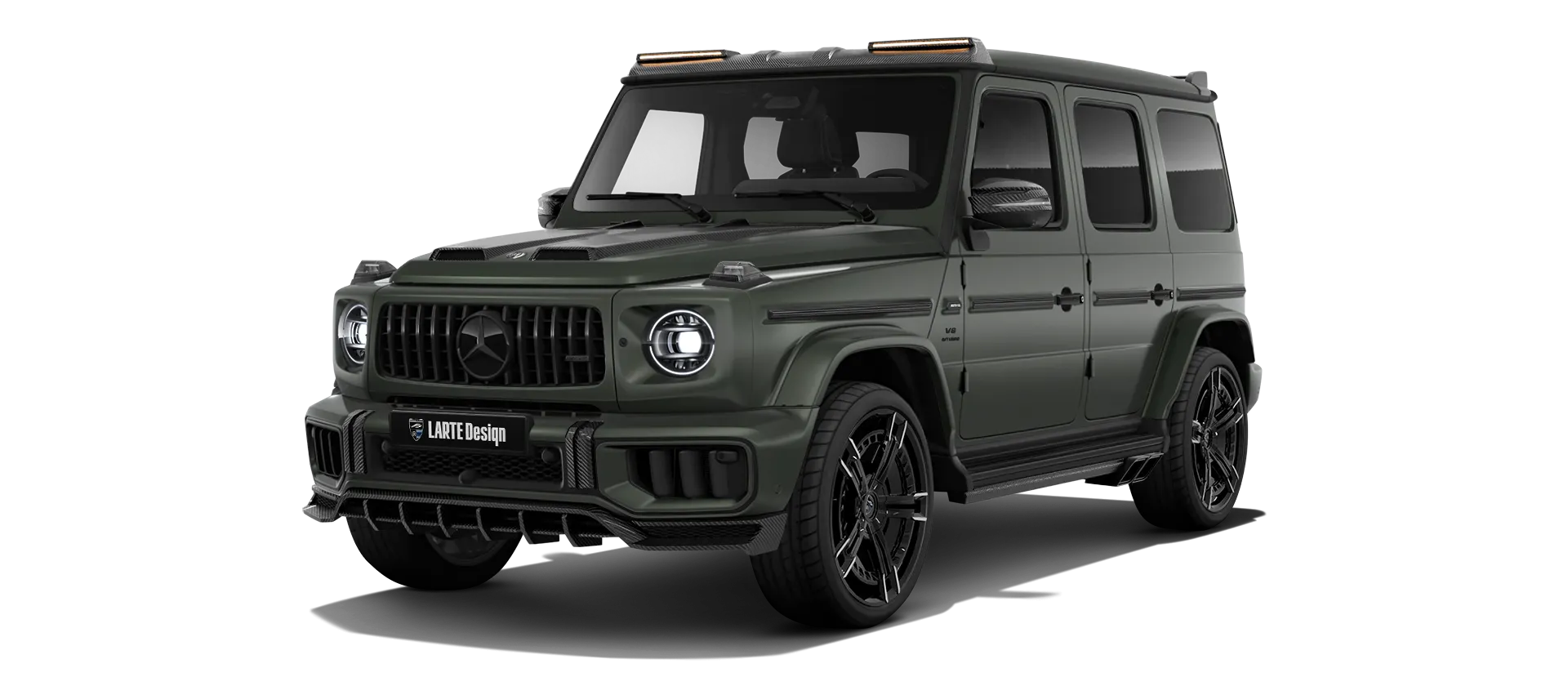MERCEDES G 63 W463 FACELIFT 2024 - 2026 в цвете Olive Magno с кастомным обвесом