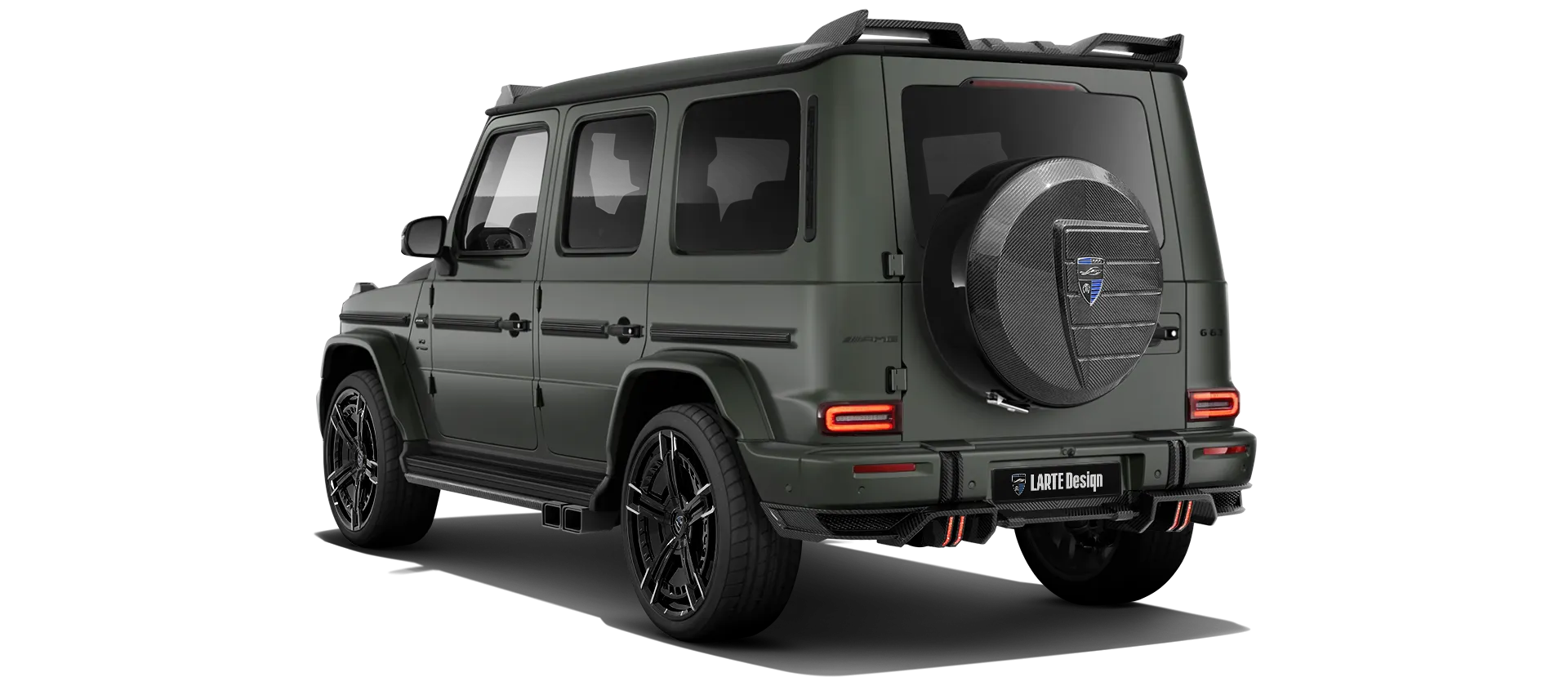 MERCEDES G 63 W463 FACELIFT 2024 - 2026 в цвете Olive Magno с карбоновым тюнингом