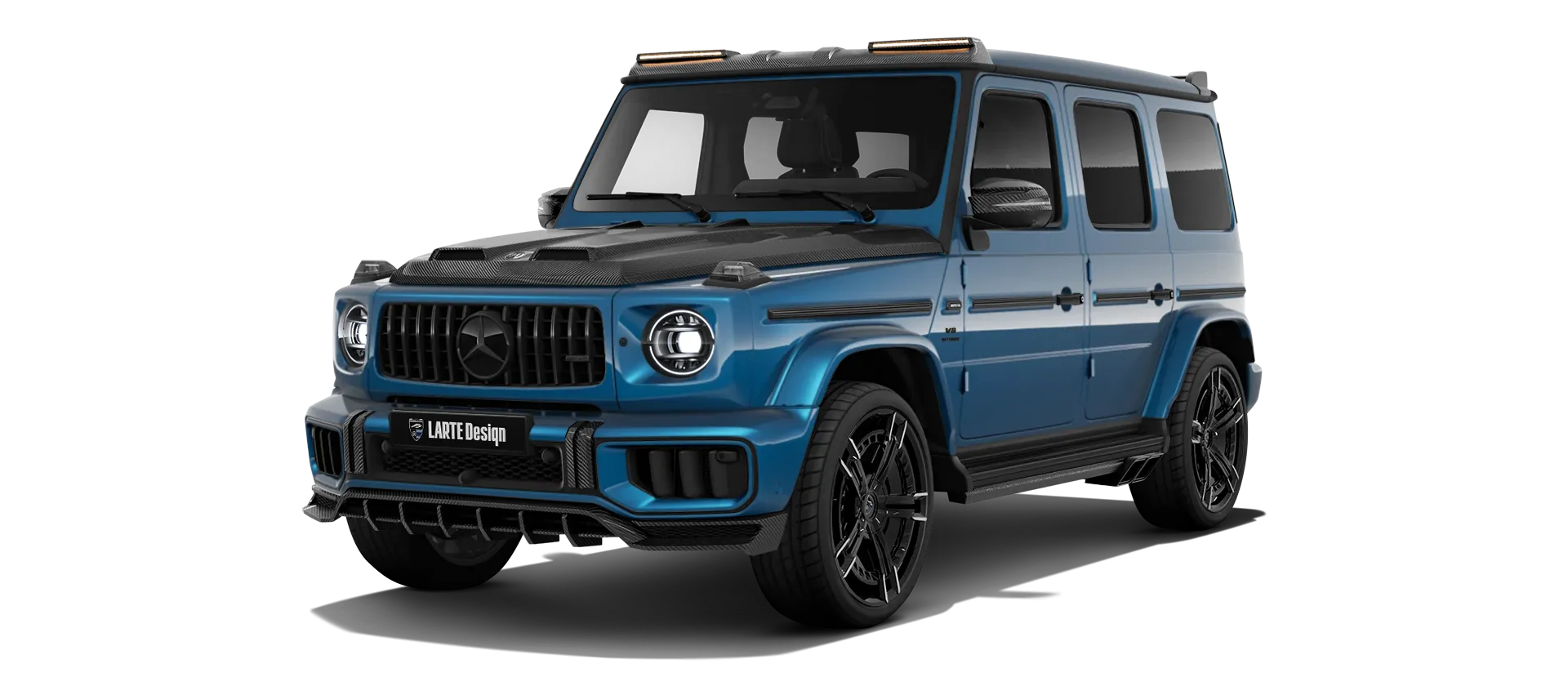 MERCEDES G 63 W463 FACELIFT 2024 - 2026 в цвете South Sea Blue с карбоновым обвесом