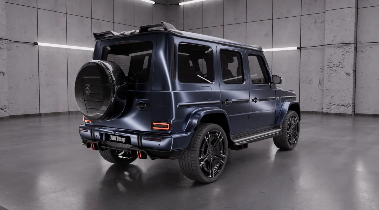 Задний профиль под углом Mercedes AMG 63 G-Class W463 Facelift с кастомным тюнингом