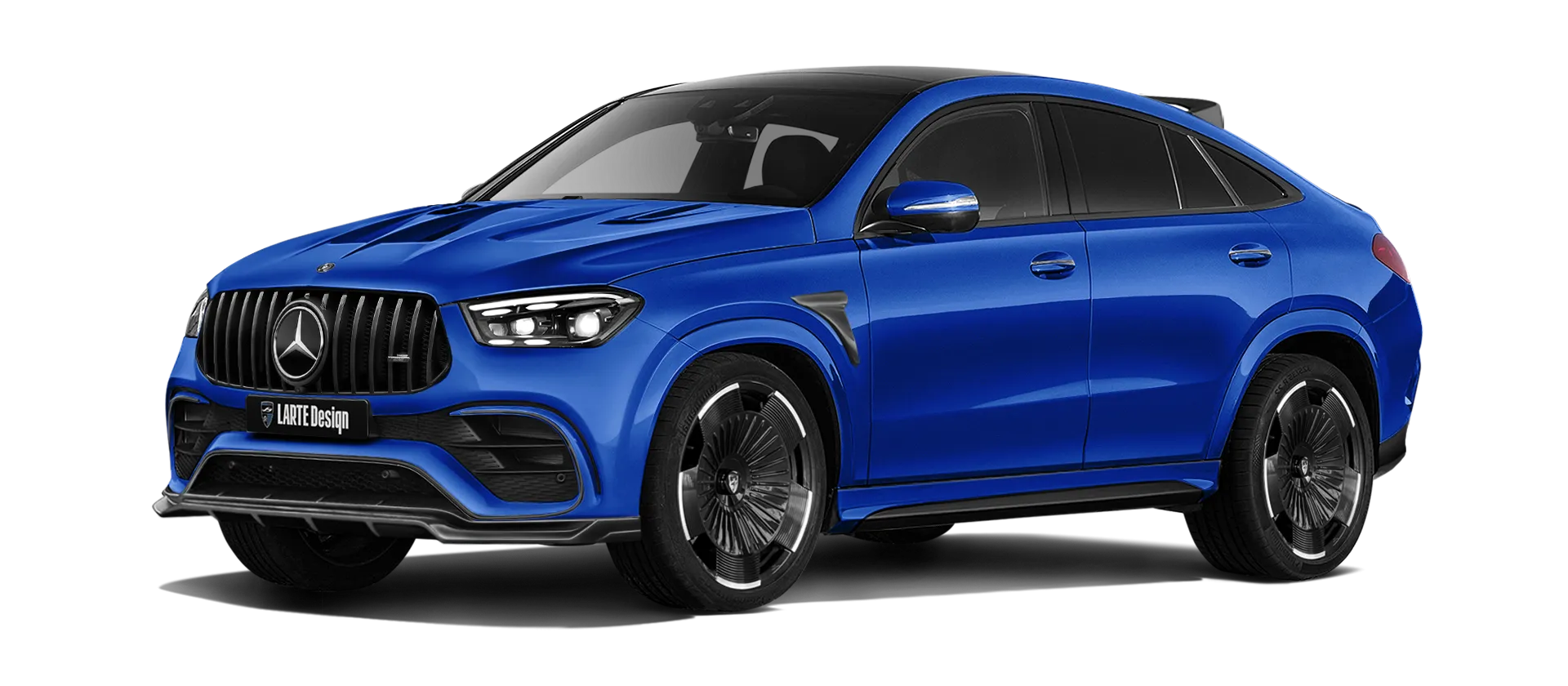 MERCEDES GLE COUPE 63 С167 FACELIFT 2023 - 2026 в цвете Brilliant Blue с кастомным обвесом