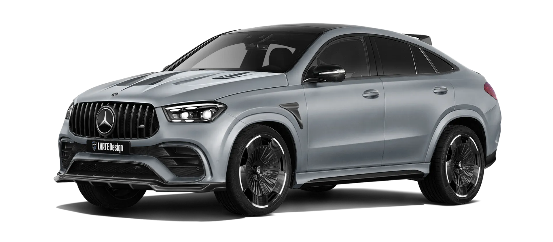 MERCEDES GLE COUPE 63 С167 FACELIFT 2023 - 2026 в цвете High Tech Silver Magno с кастомным обвесом