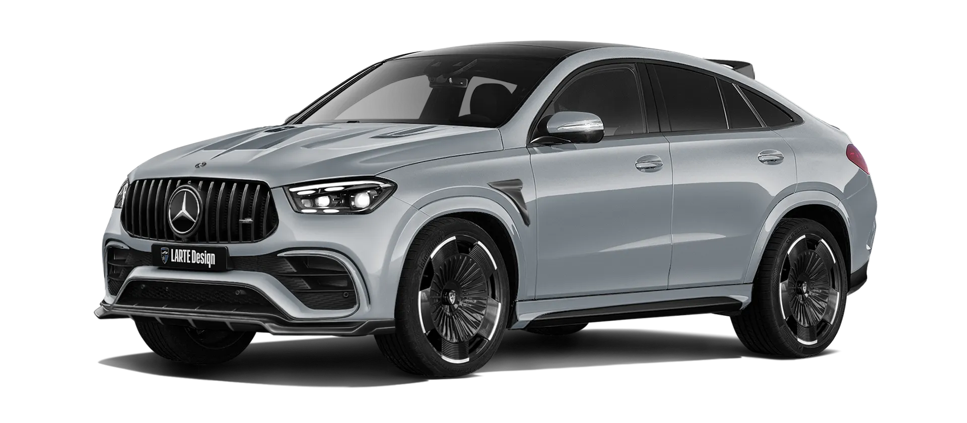 MERCEDES GLE COUPE 63 С167 FACELIFT 2023 - 2026 в цвете High Tech Silver с кастомным обвесом