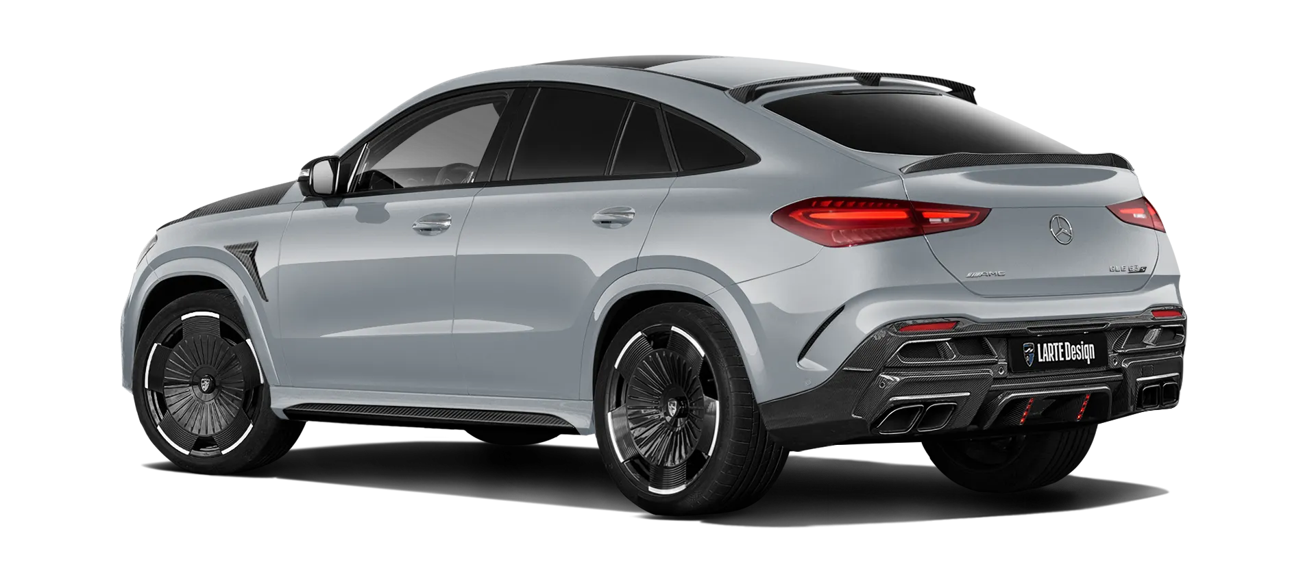 MERCEDES GLE COUPE 63 С167 FACELIFT 2023 - 2026 в цвете High Tech Silver с карбоновым тюнингом