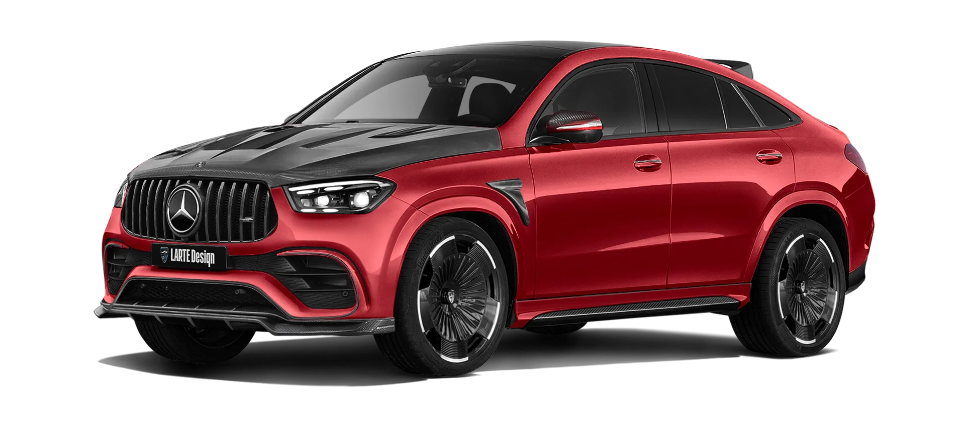 MERCEDES GLE COUPE 63 С167 FACELIFT 2023 - 2026 в цвете Hyacinthe Red с карбоновым обвесом