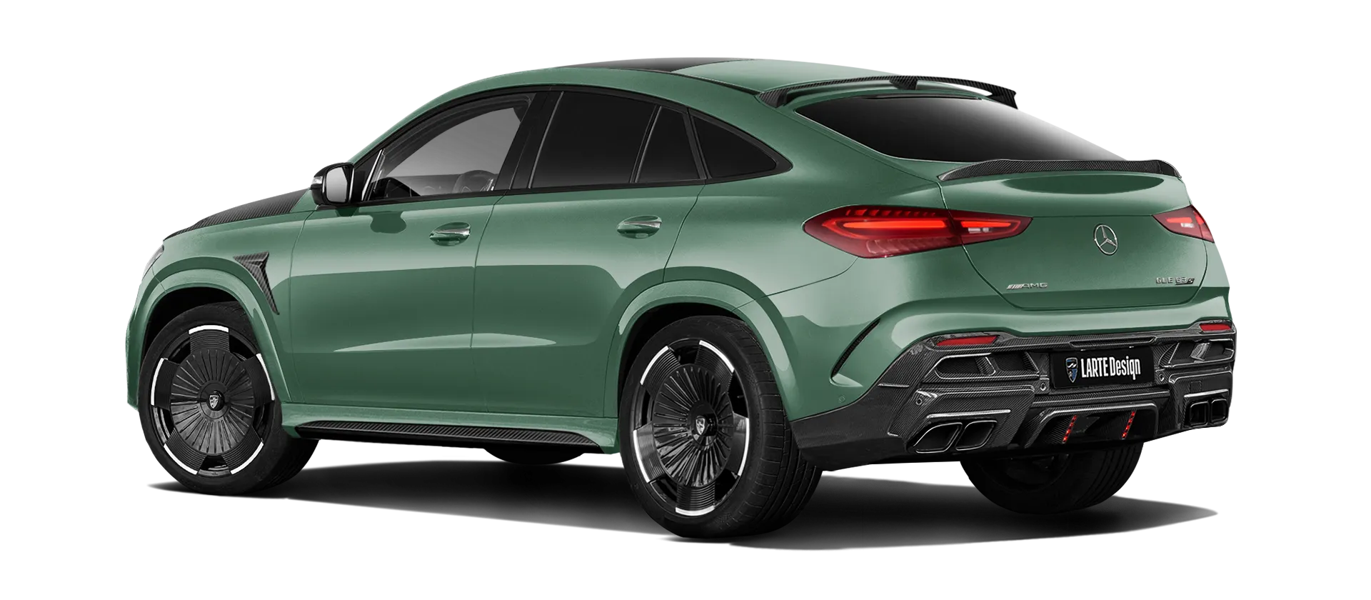 MERCEDES GLE COUPE 63 С167 FACELIFT 2023 - 2026 в цвете Ireland Mid Green с карбоновым тюнингом