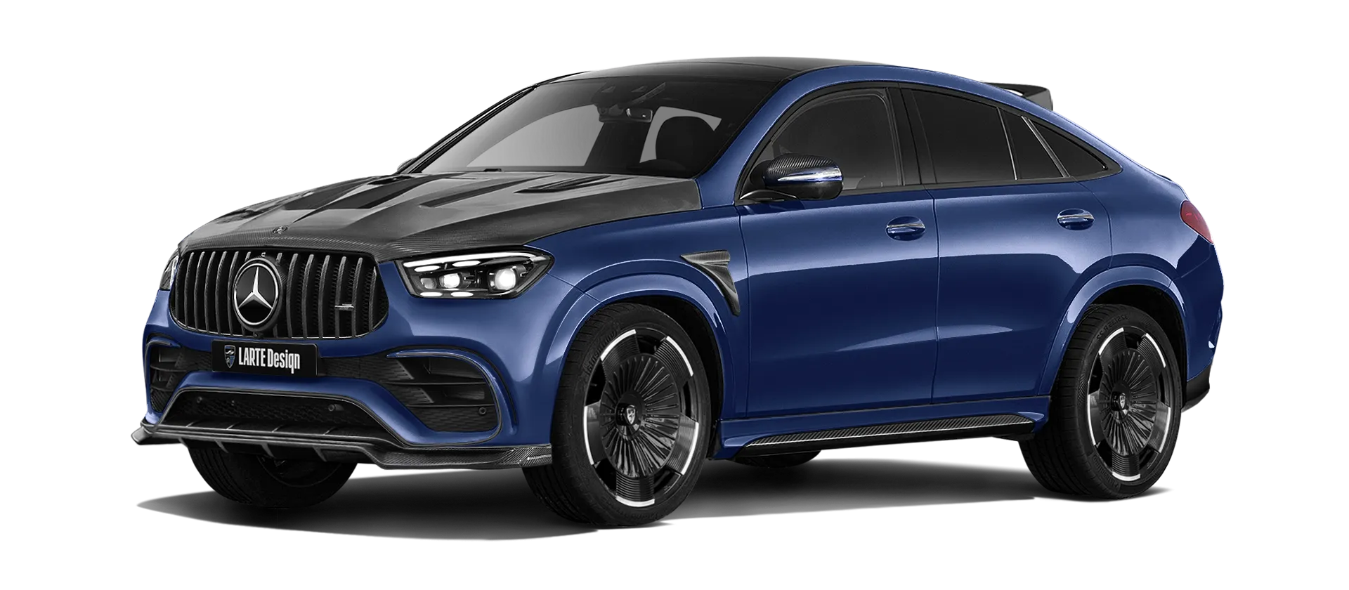 MERCEDES GLE COUPE 63 С167 FACELIFT 2023 - 2026 в цвете Mystic Blue с карбоновым обвесом