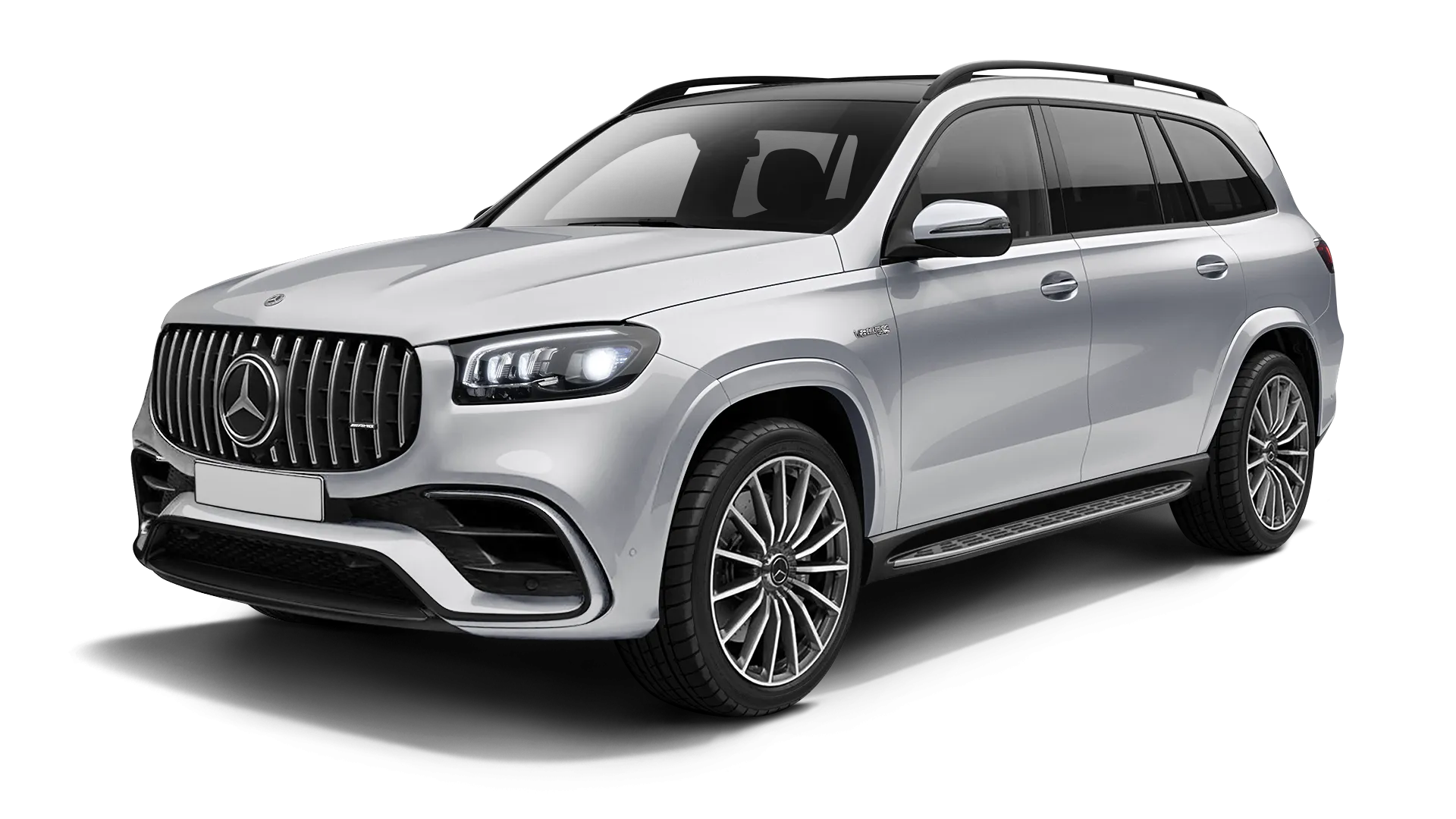 Mercedes AMG 63 GLS X167 Facelift в цвете High Tech Silver с карбоновым обвесом