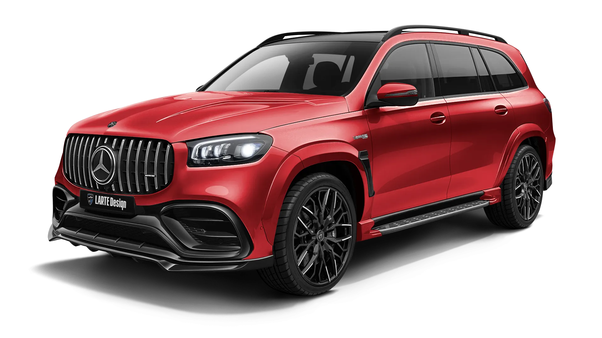 Mercedes AMG 63 GLS X167 Facelift в цвете Hyacinthe Red с кастомным обвесом