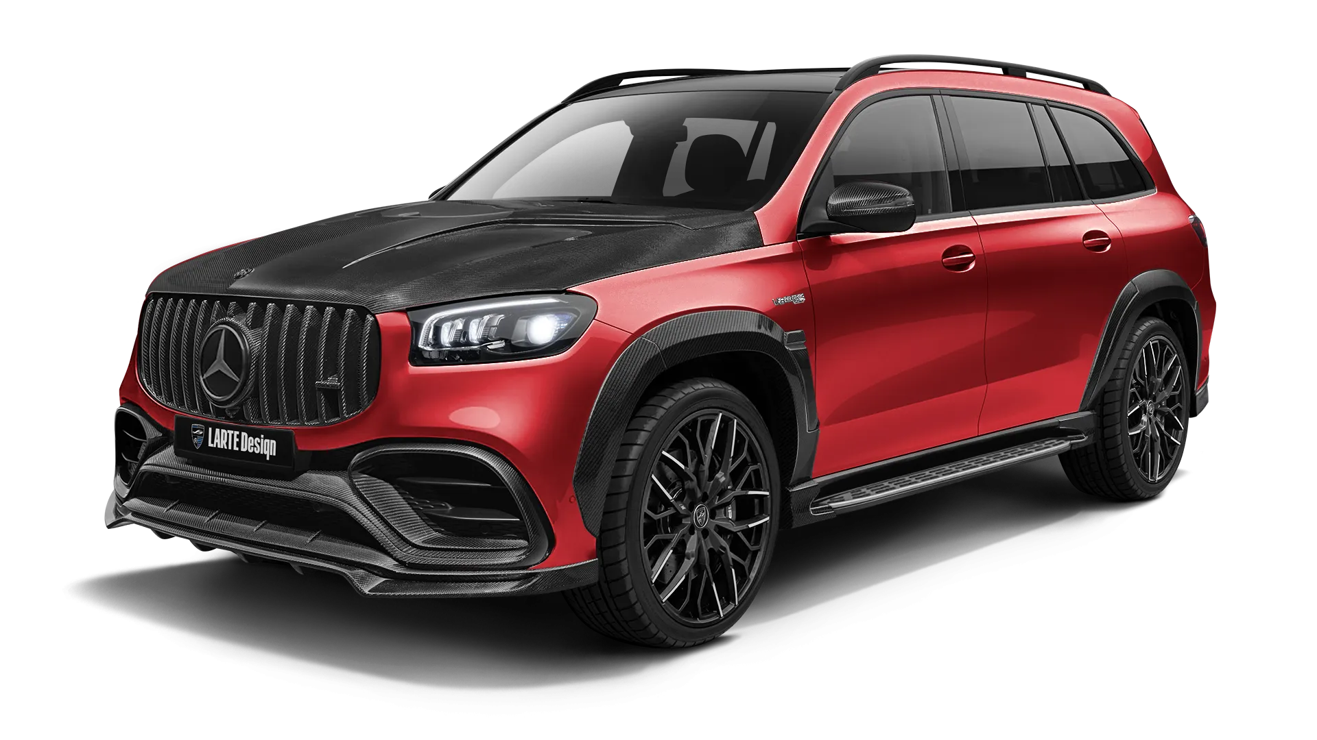 Mercedes AMG 63 GLS X167 Facelift в цвете Hyacinthe Red с карбоновым обвесом