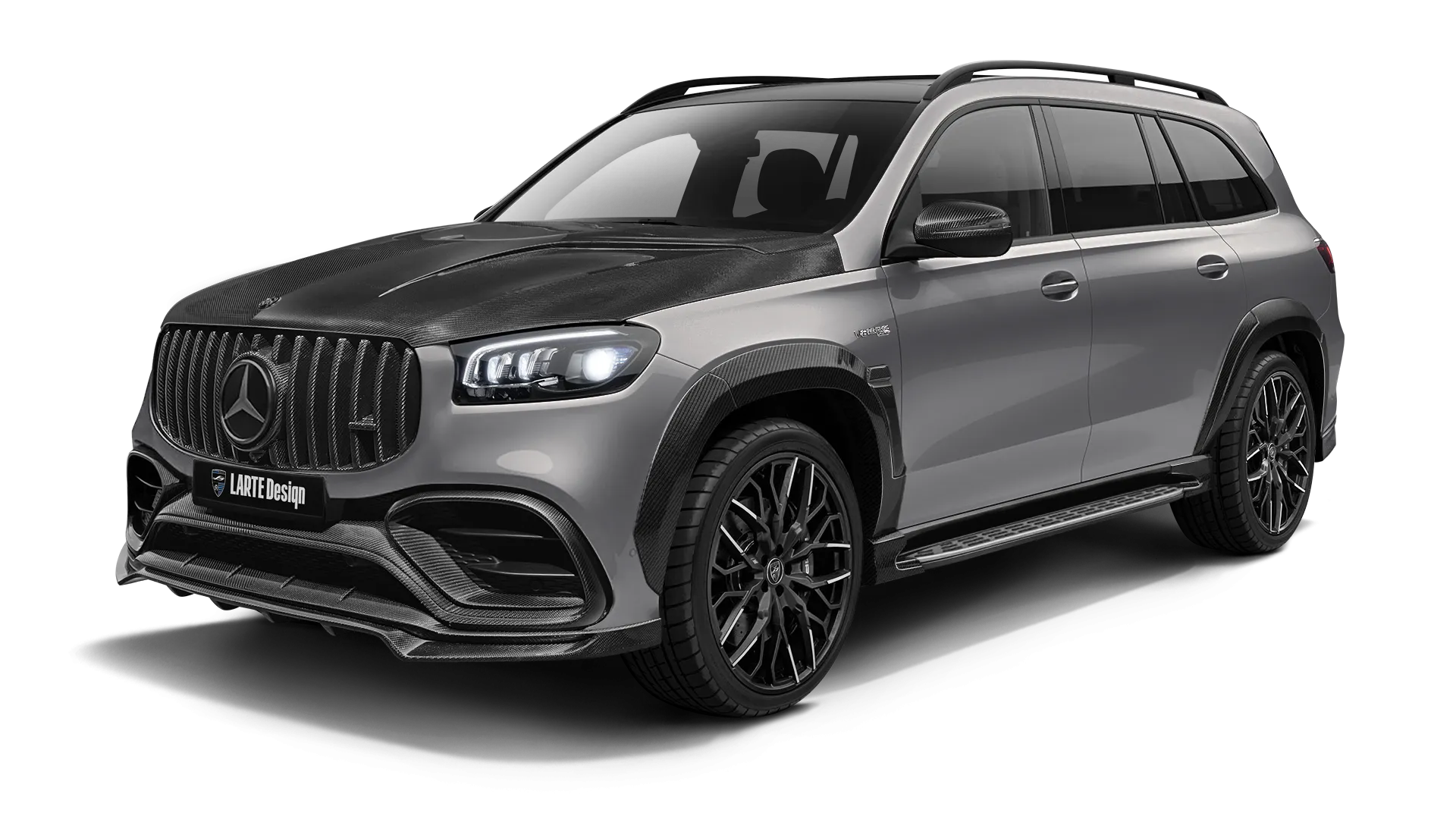 Mercedes AMG 63 GLS X167 Facelift в цвете Mojave Silver с карбоновым обвесом