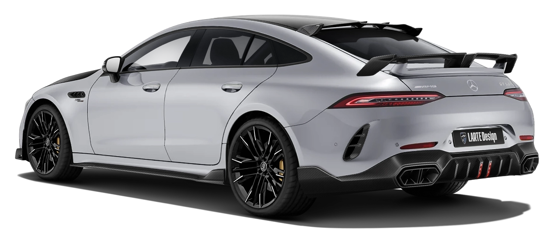 MERCEDES GT 53 X290 FACELIFT 2024 - 2026 в цвете Hitech Silver с карбоновым тюнингом