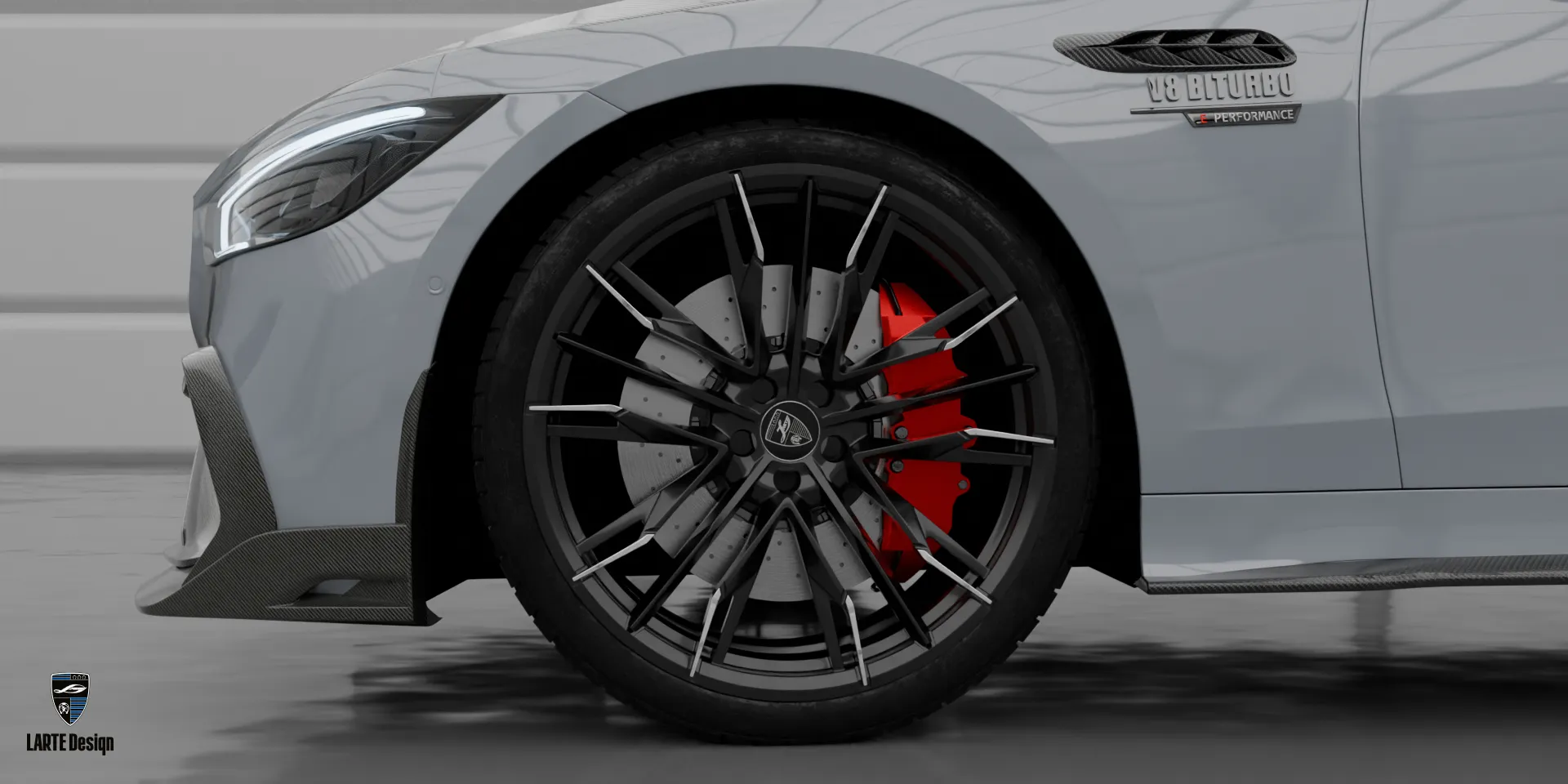 Mercedes GT AMG 53 в серебристом цвете – комплект LARTE и спортивный люксовый дизайн