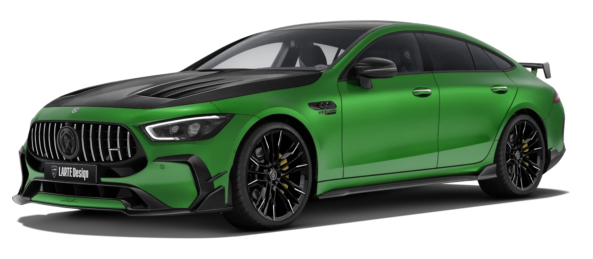 MERCEDES GT 63 X290 FACELIFT 2024 - 2026 в цвете Green Hell с карбоновым обвесом