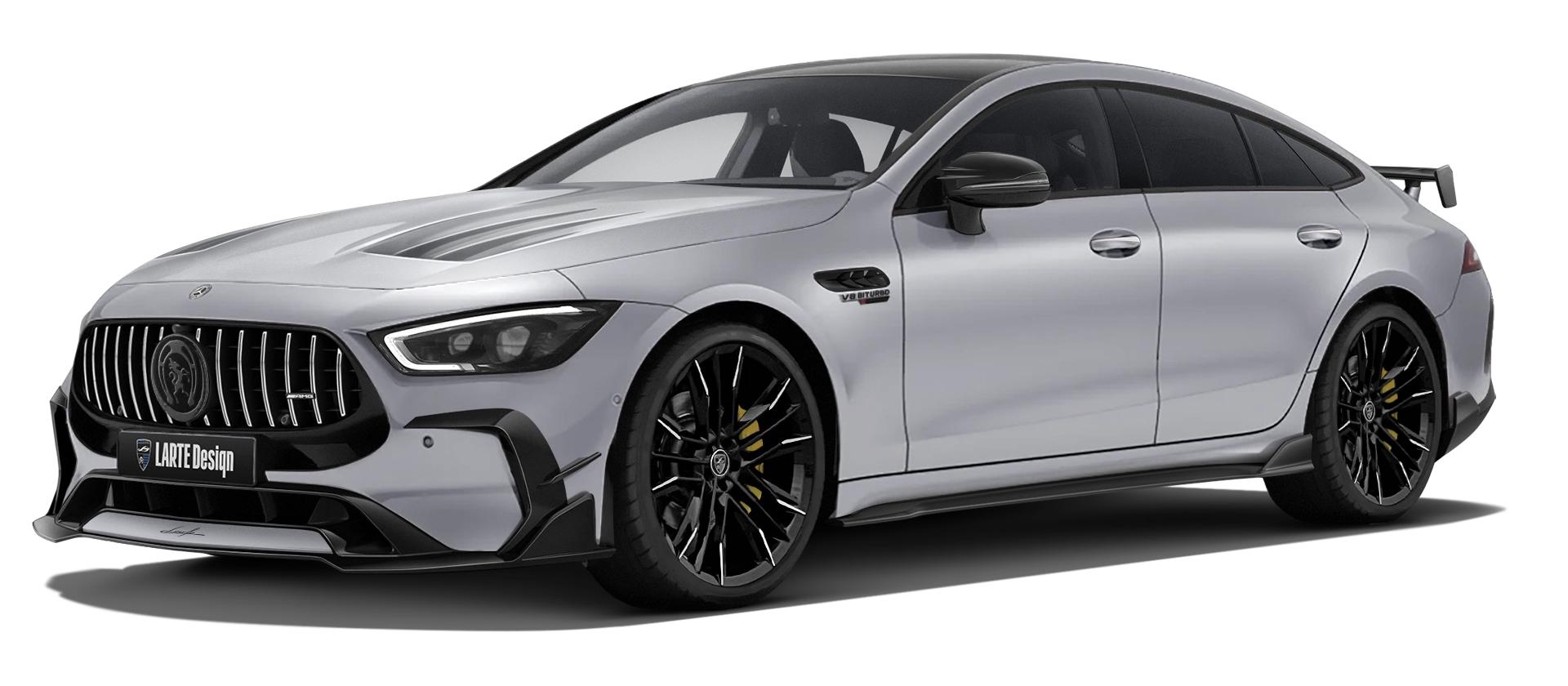Mercedes GT AMG 63s Facelift в цвете High-Tech Silver с обвесом Mercedes GT AMG 63s Facelift в цвете High-Tech Silver с кастомным обвесом