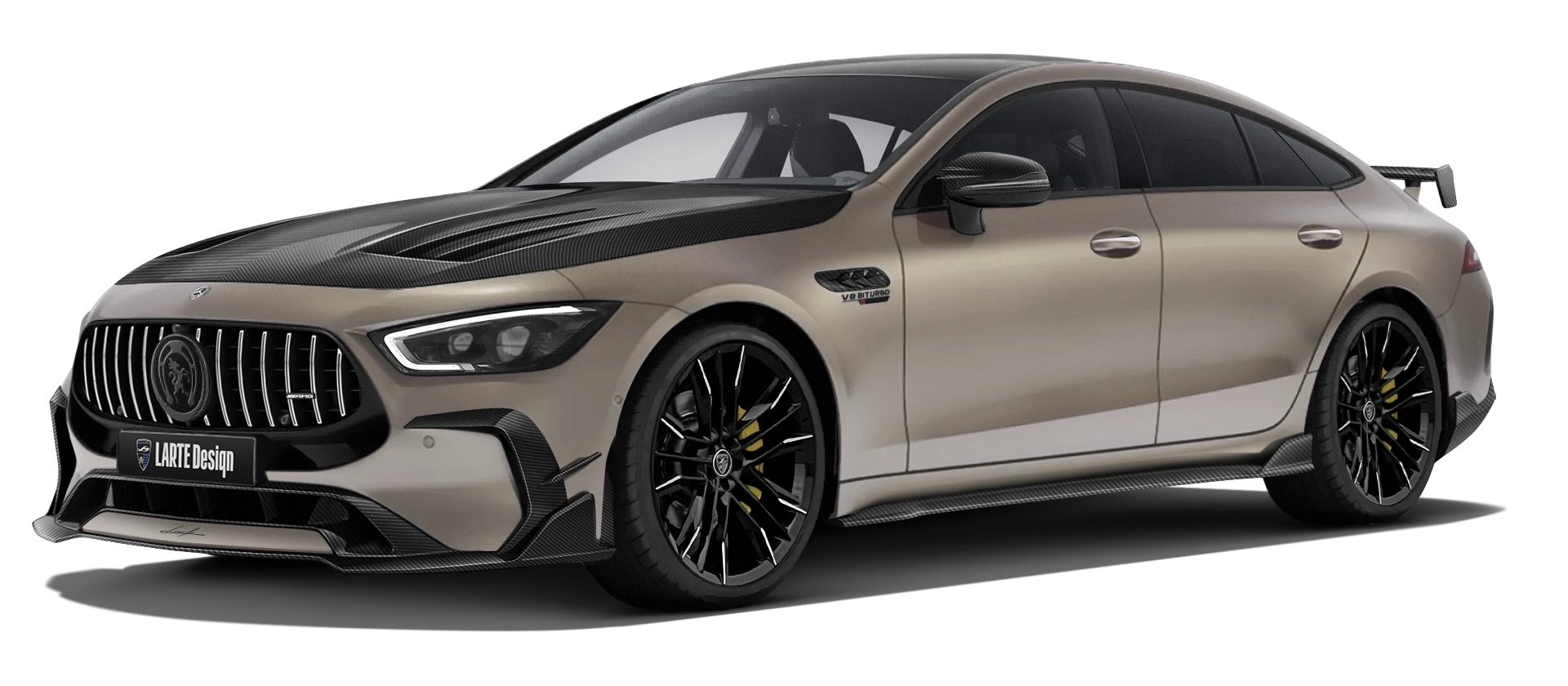 MERCEDES GT 63 X290 FACELIFT 2024 - 2026 в цвете Kalahari Gold Magno с карбоновым обвесом