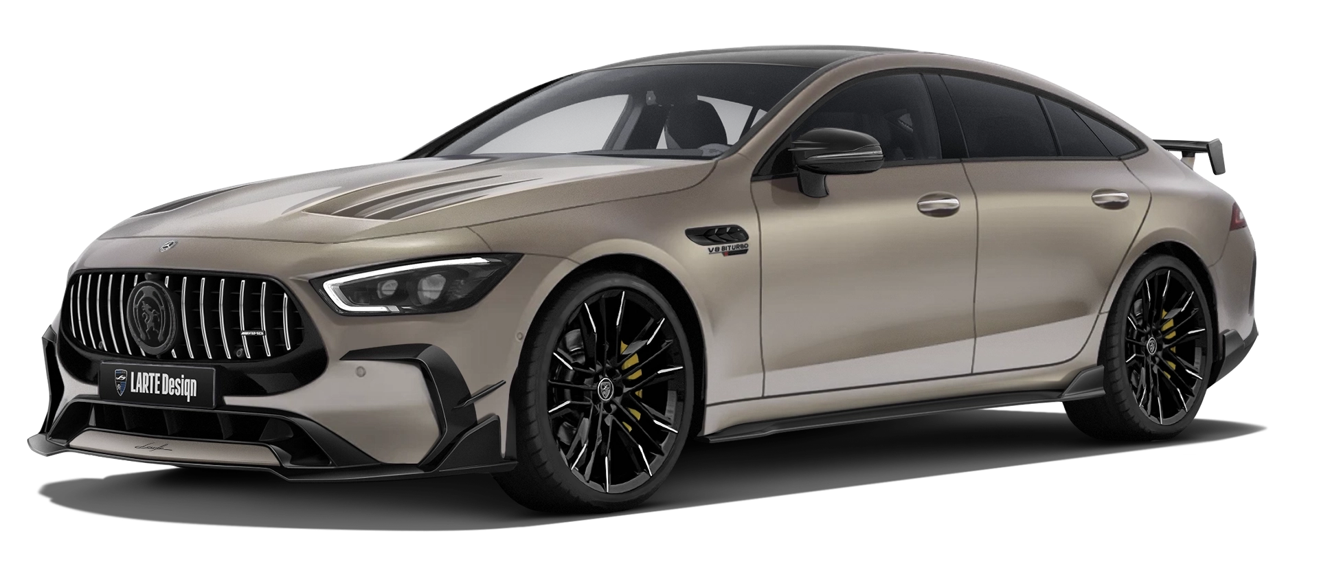 MERCEDES GT 63 X290 FACELIFT 2024 - 2026 в цвете Kalahari Gold Magno с кастомным обвесом