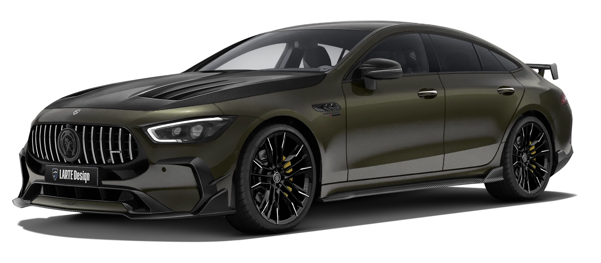 MERCEDES GT 63 X290 FACELIFT 2024 - 2026 в цвете Olive с карбоновым обвесом