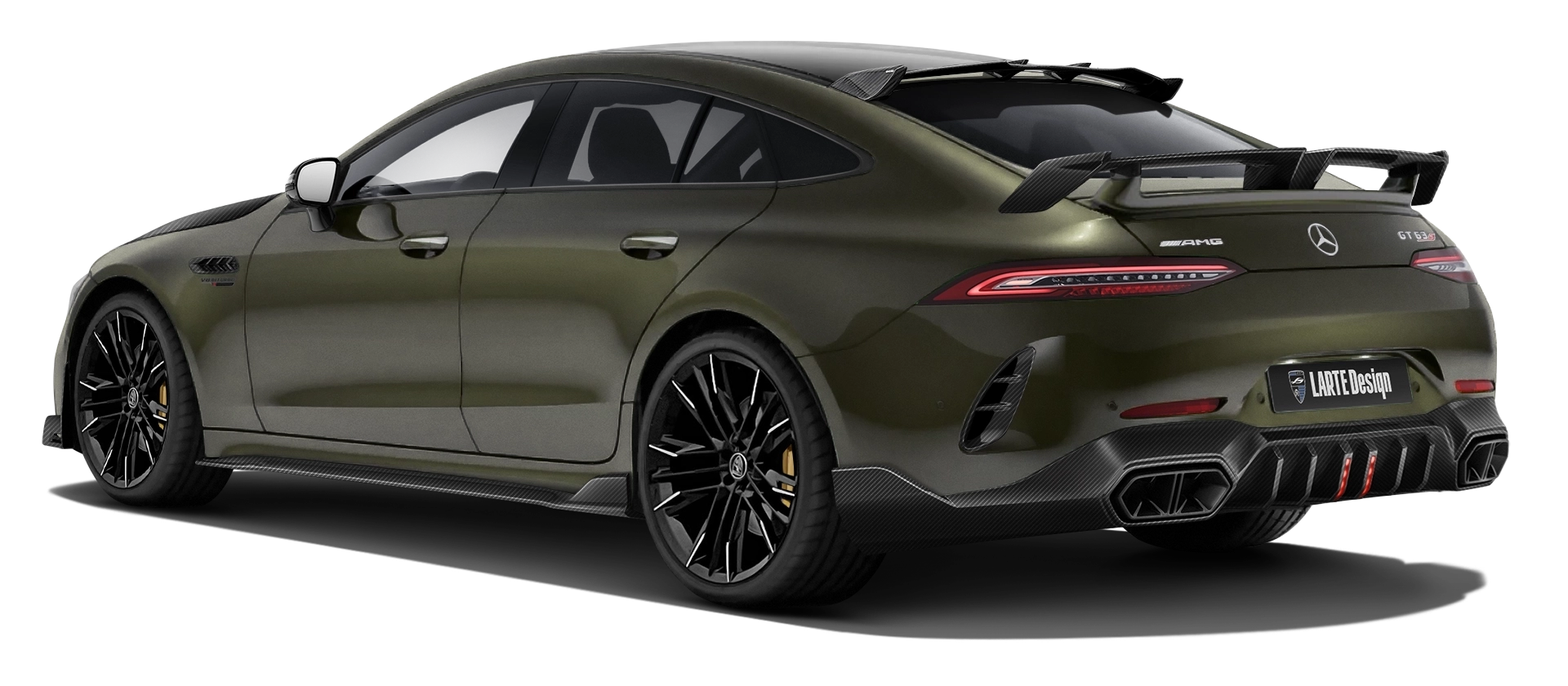 MERCEDES GT 63 X290 FACELIFT 2024 - 2026 в цвете Olive с карбоновым тюнингом
