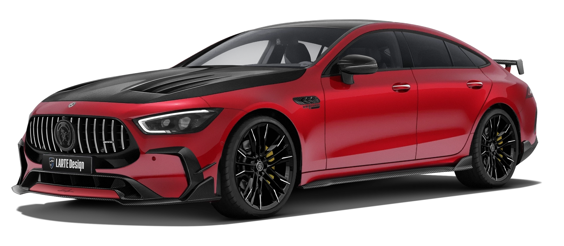 MERCEDES GT 63 X290 FACELIFT 2024 - 2026 в цвете Patagonia Red с карбоновым обвесом