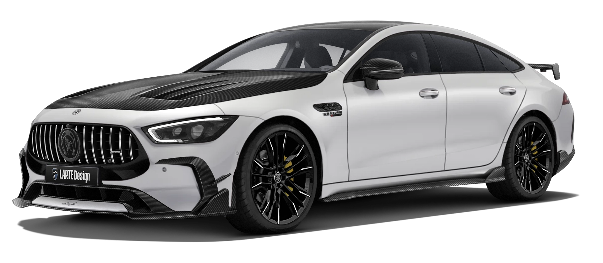 MERCEDES GT 63 X290 FACELIFT 2024 - 2026 в цвете Polar White с карбоновым обвесом