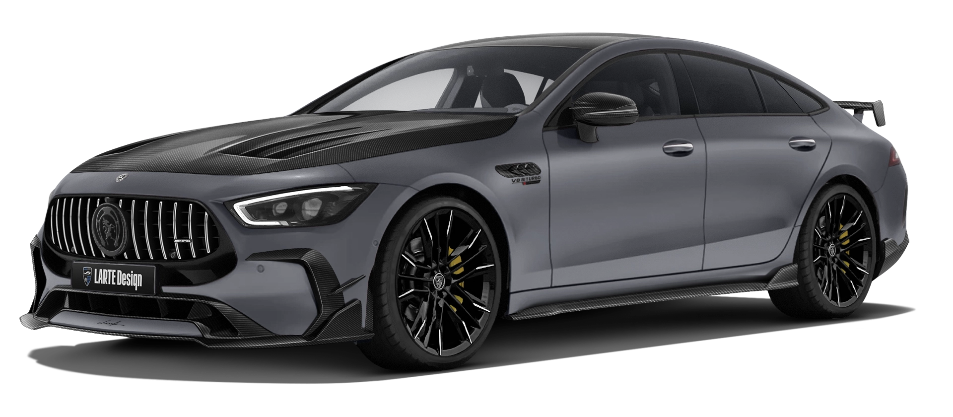 MERCEDES GT 63 X290 FACELIFT 2024 - 2026 в цвете Selenite Grey с карбоновым обвесом