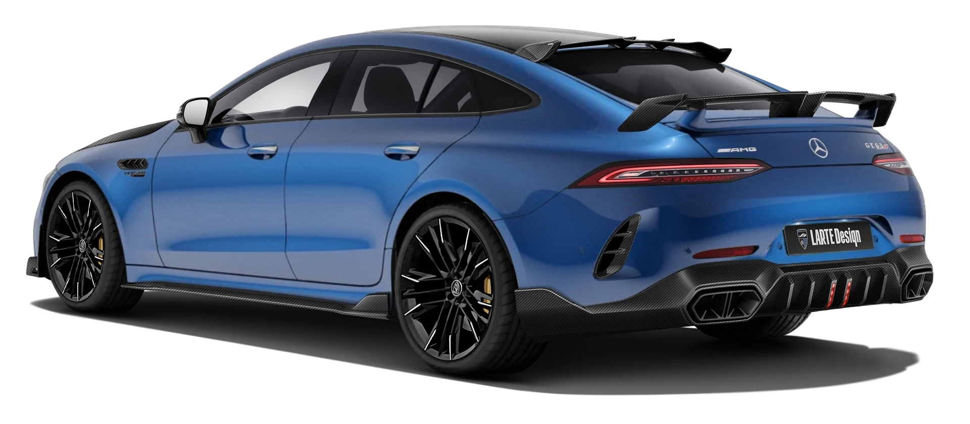 MERCEDES GT 63 X290 FACELIFT 2024 - 2026 в цвете Spectral Blue Magno с карбоновым тюнингом