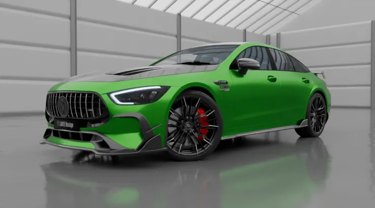 Перед под углом Mercedes AMG GT 63s Facelift с кастомным обвесом