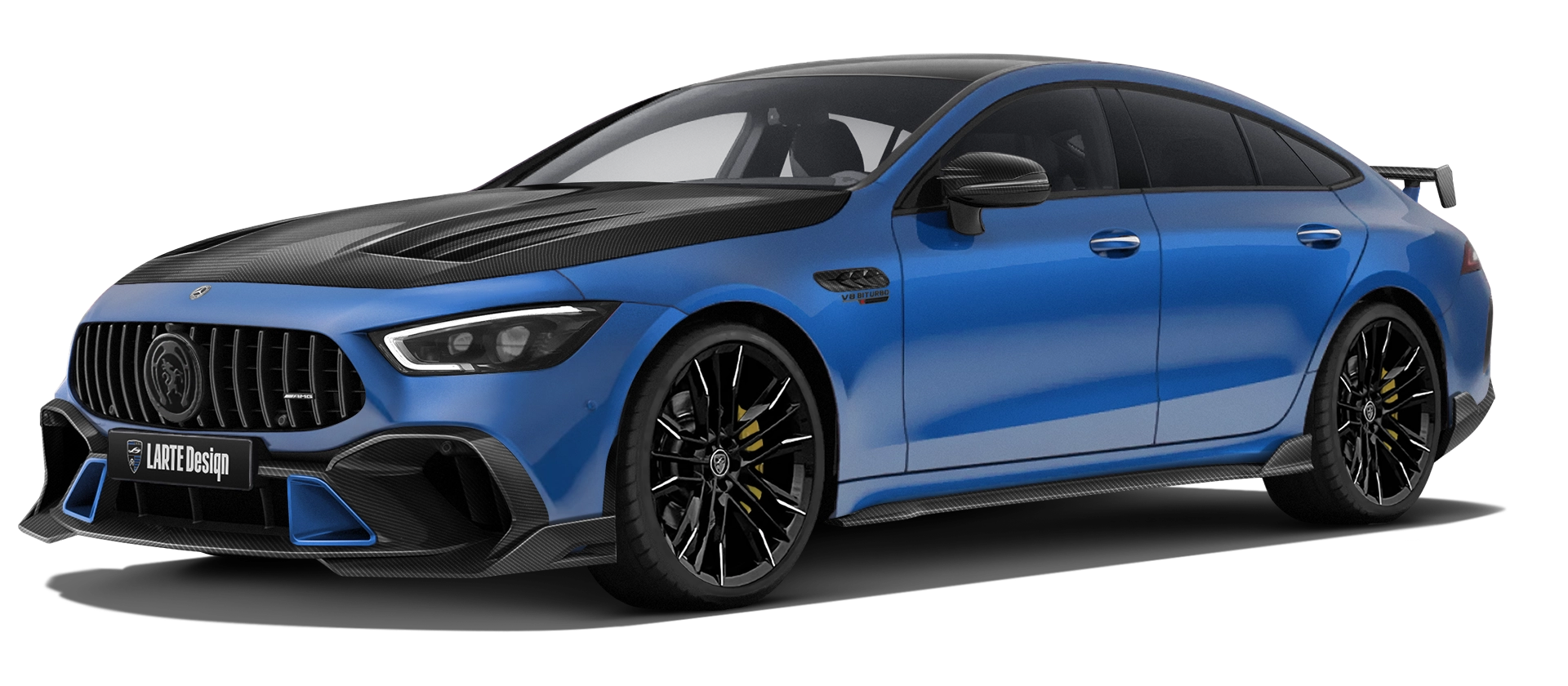 MERCEDES GT 63 X290 2019 - 2024 в цвете Spectral Blue Magno с карбоновым обвесом