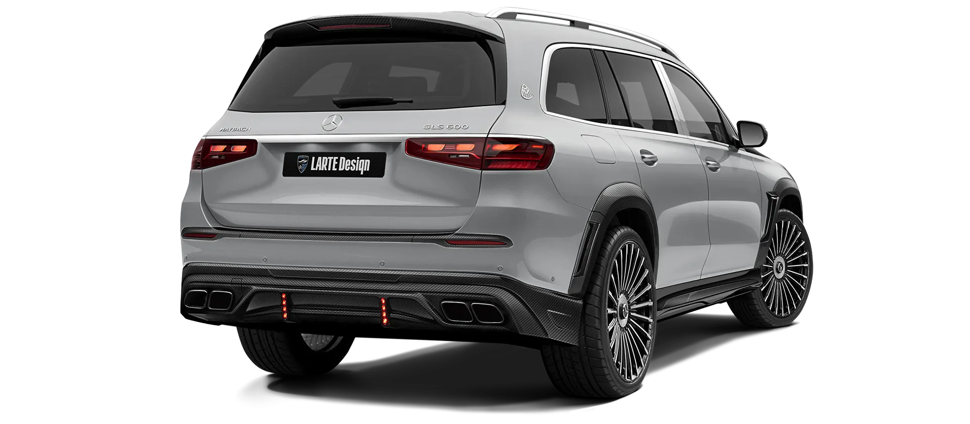 Mercedes Maybach GLS 600 X167 Facelift в цвете Alpine Silver с карбоновым тюнингом