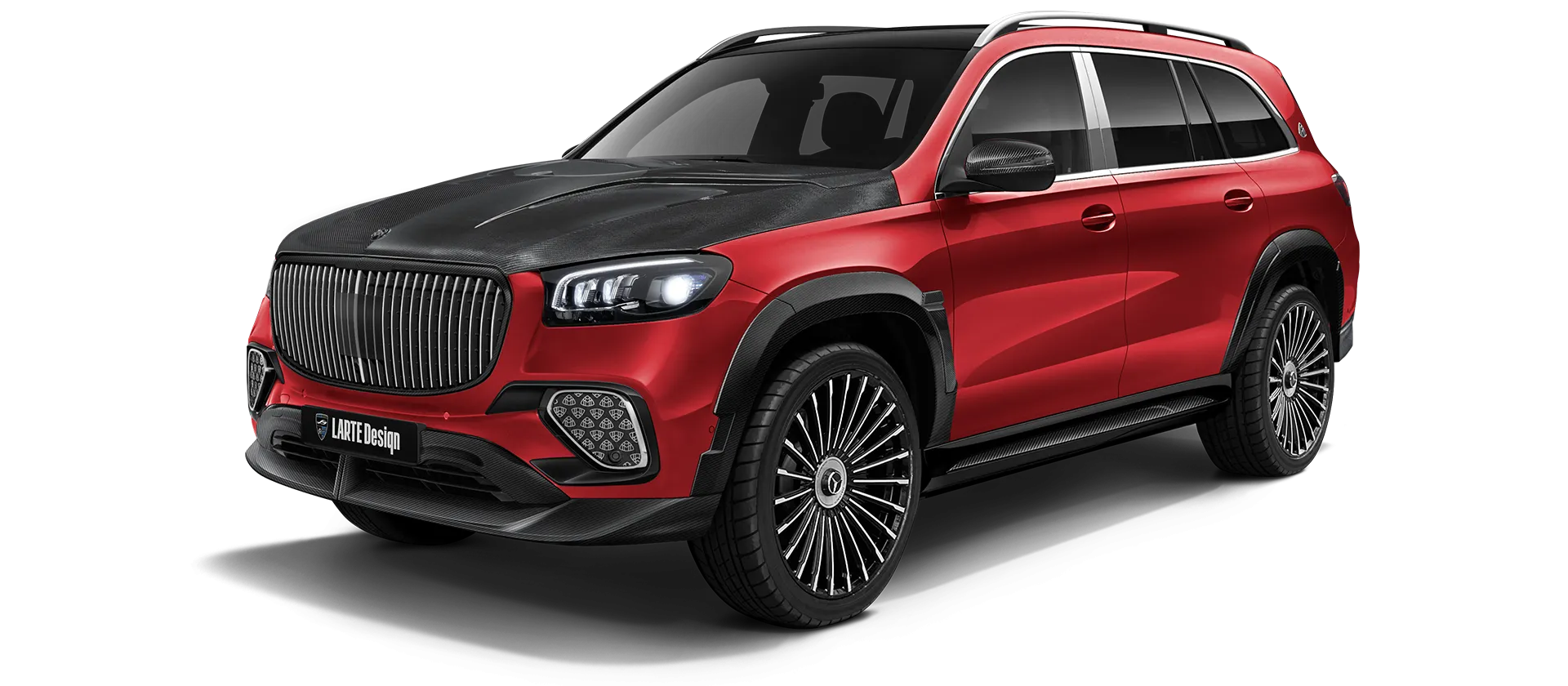 Mercedes Maybach GLS 600 X167 Facelift в цвете Hyacinthe Red с карбоновым обвесом