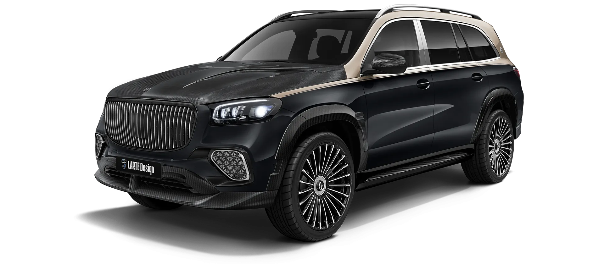 Mercedes Maybach GLS 600 X167 Facelift в цвете Obsidian Black & Kalahari Gold с карбоновым обвесом