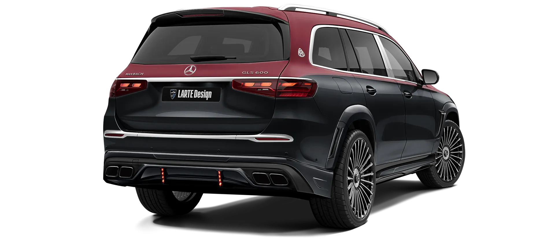 Mercedes Maybach GLS 600 X167 Facelift в цвете Obsidian Black & Velvet Red с кастомным тюнингом