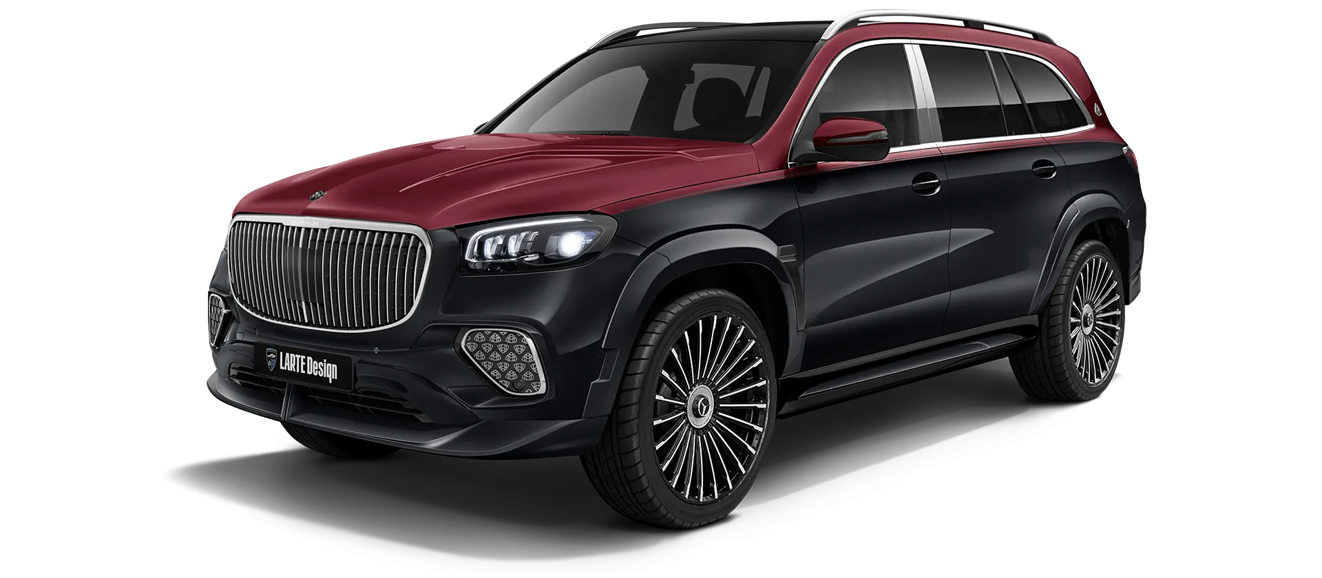 Mercedes Maybach GLS 600 X167 Facelift в цвете Obsidian Black & Velvet Red с кастомным обвесом