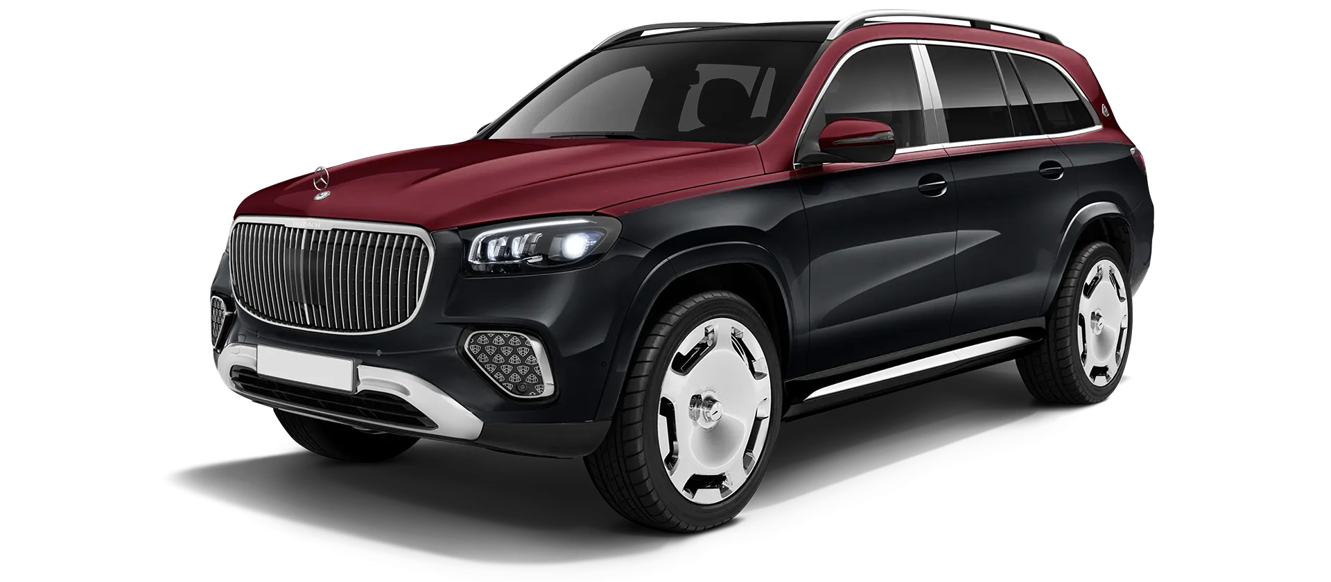 Mercedes Maybach GLS 600 X167 Facelift в стоке, цвет Obsidian Black & Velvet Red
