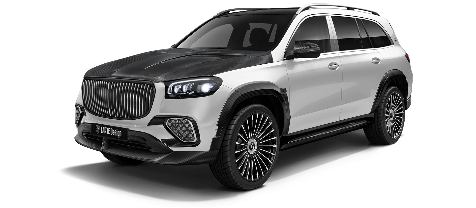Mercedes Maybach GLS 600 X167 Facelift в цвете Polar White с карбоновым обвесом