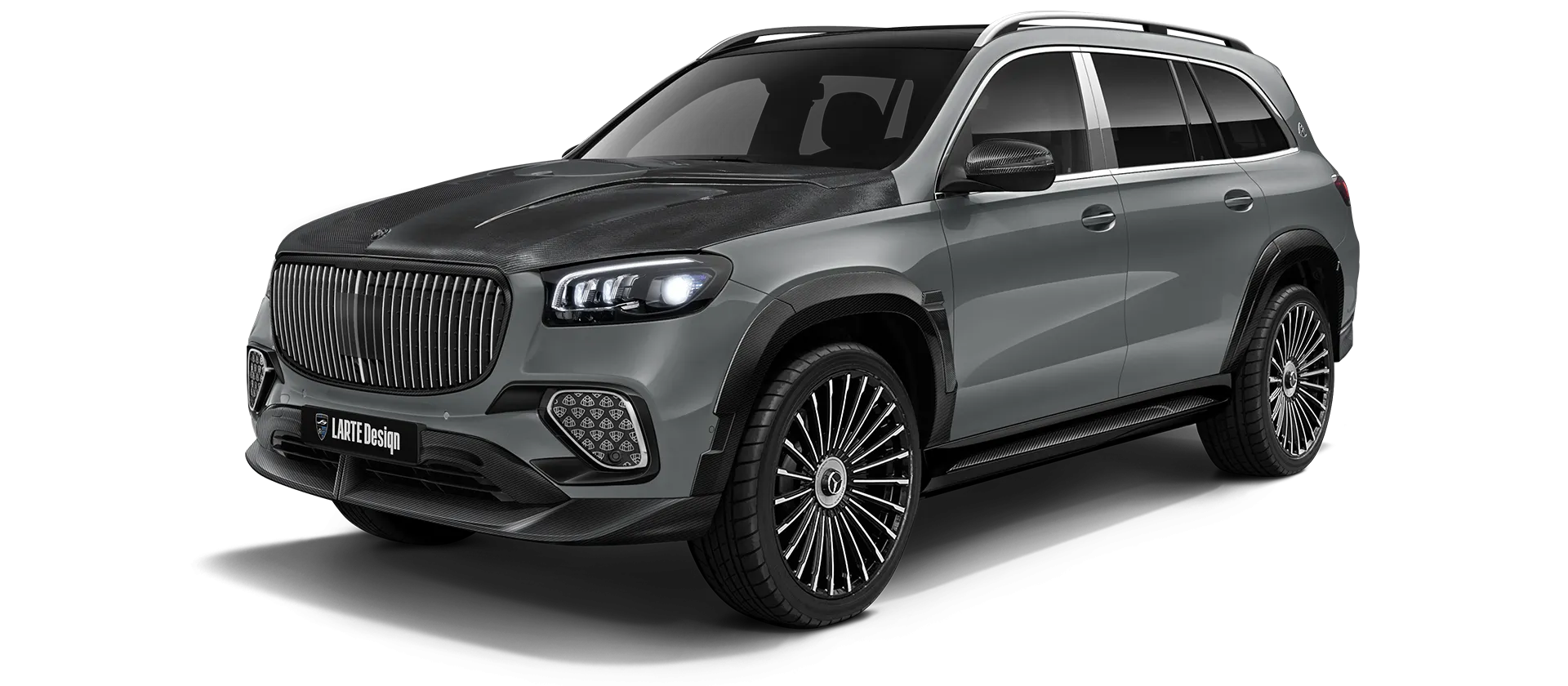 Mercedes Maybach GLS 600 X167 Facelift в цвете Selenite Grey с карбоновым обвесом