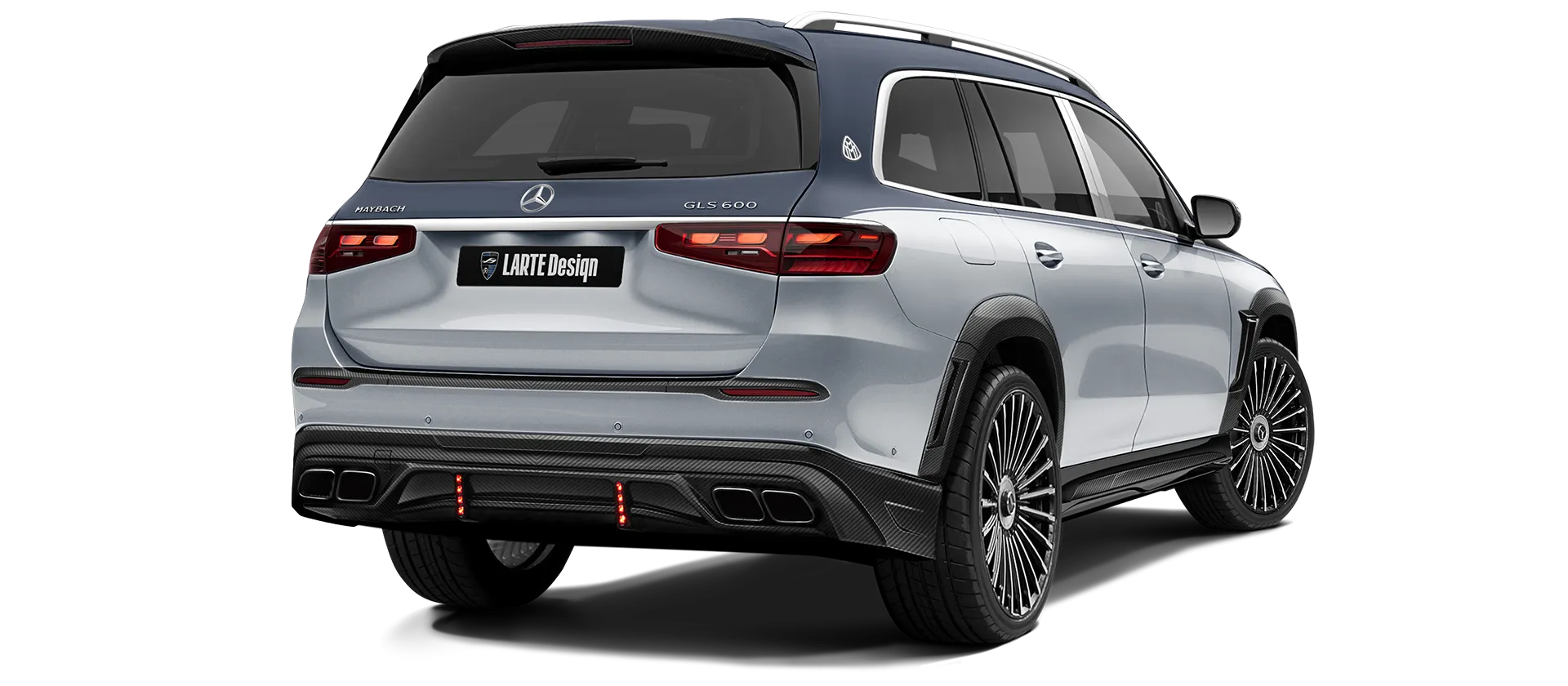 Mercedes Maybach GLS 600 X167 Facelift в цвете Silver & Cavansite Blue с карбоновым тюнингом