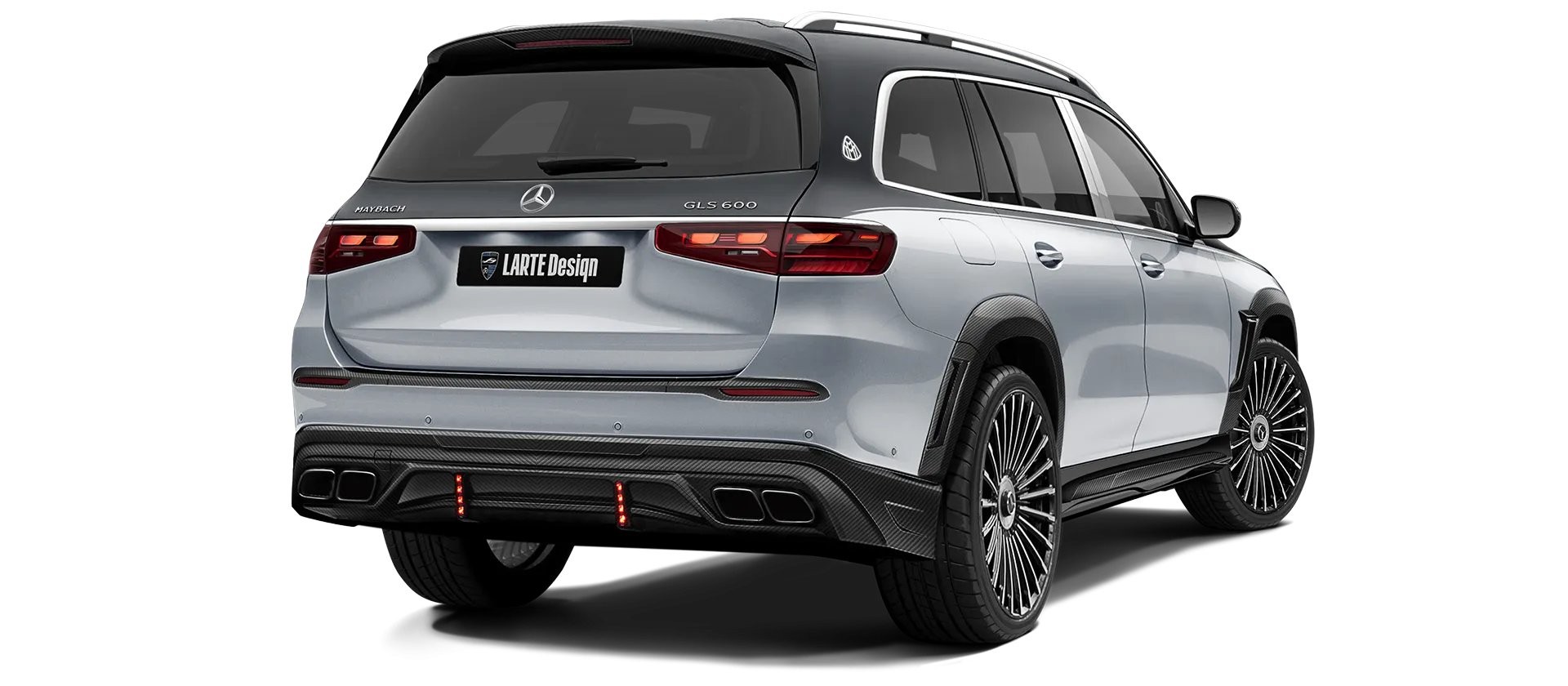 Mercedes Maybach GLS 600 X167 Facelift в цвете Silver & Obsidian Black с карбоновым тюнингом