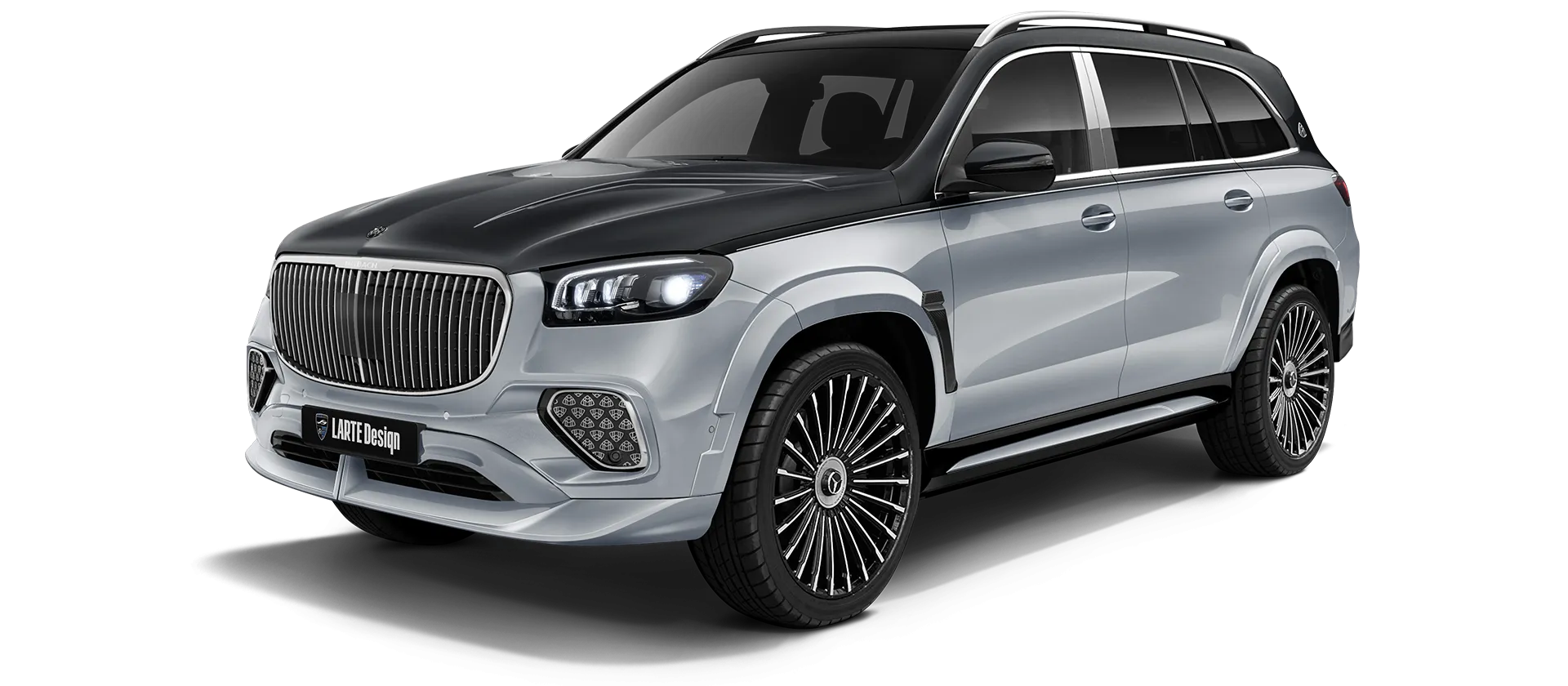 Mercedes Maybach GLS 600 X167 Facelift в цвете Silver & Obsidian Black с кастомным обвесом