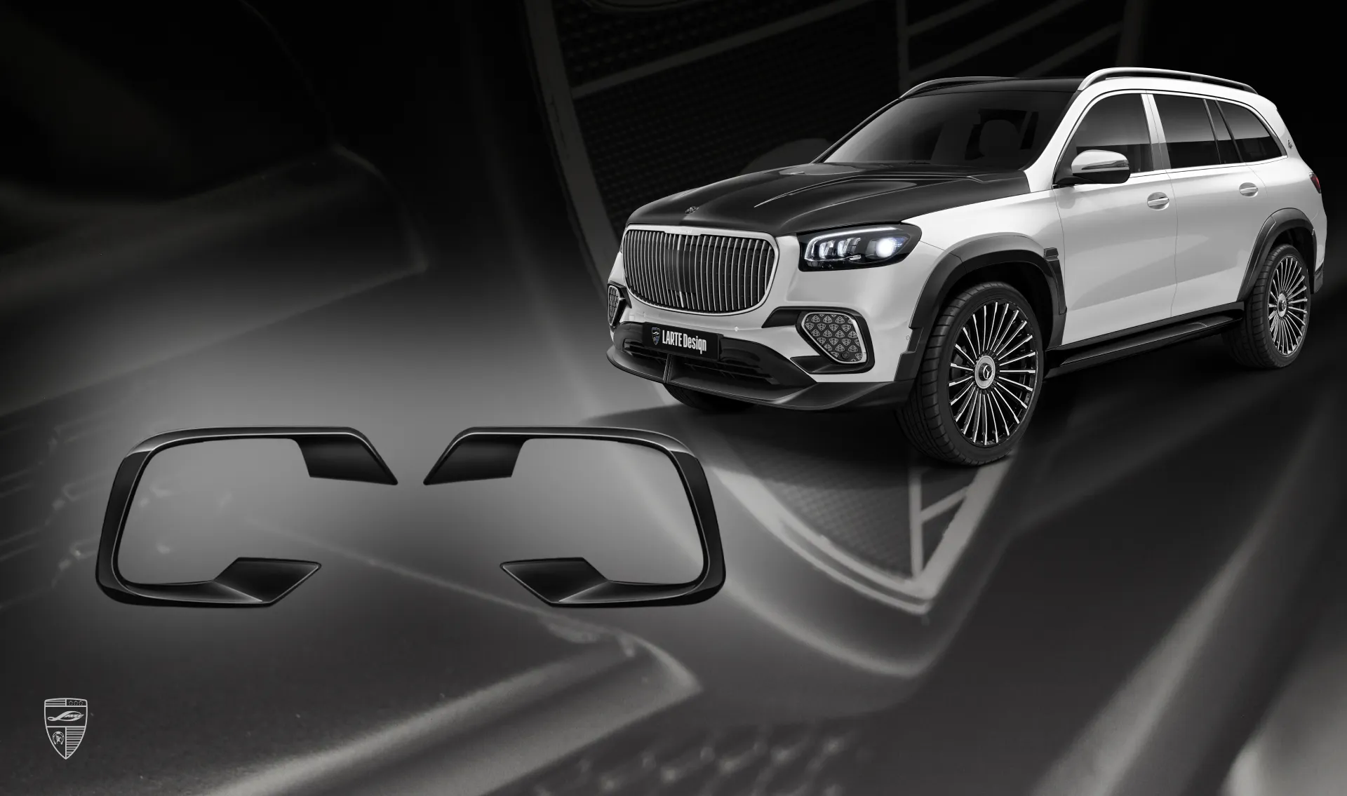 Обновление переднего бампера вставками в тюнинг-комплекте для Mercedes Maybach GLS 600 X167 Facelift от LARTE Design